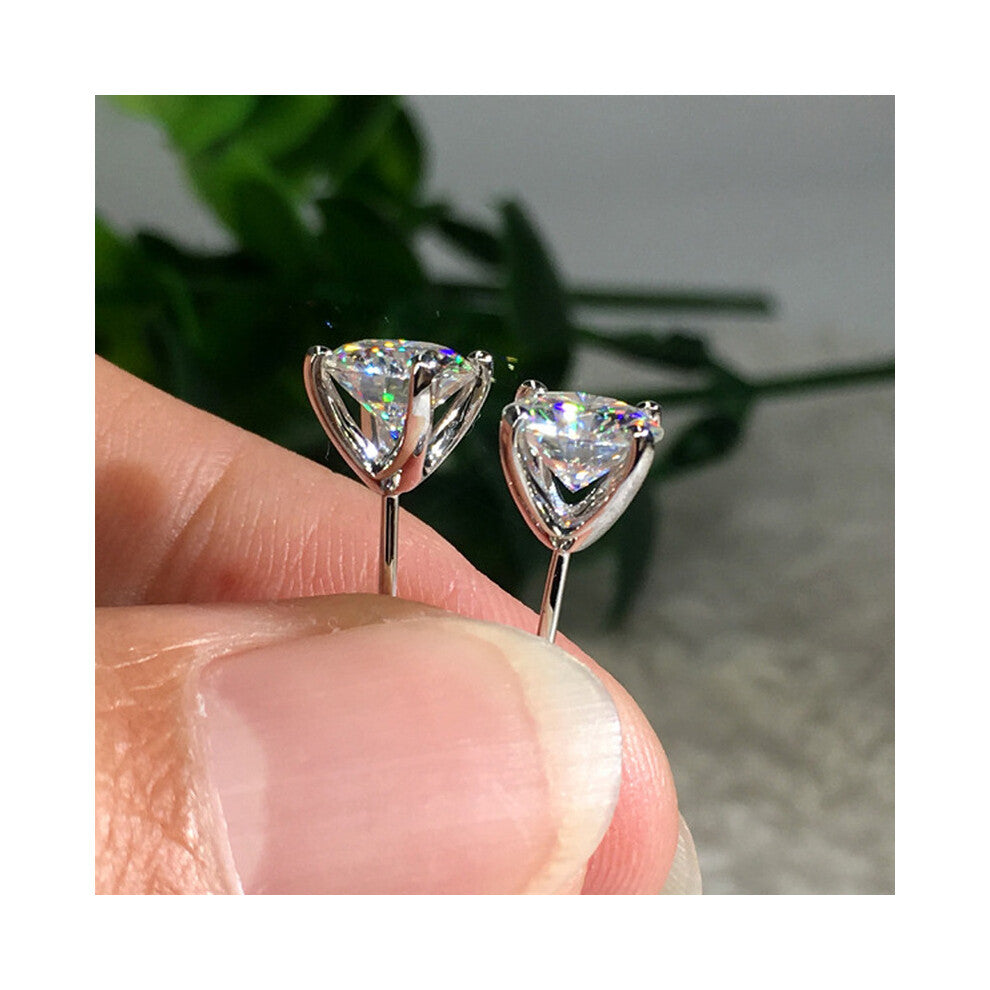 Silver Bling Zircon Stone Stud Earrings Women Wedding Engagement Jewelry Earrings
