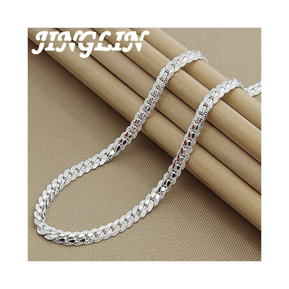 JINGLIN 925 Sterling Silver 6mm Full Sideways Necklace 8-18-20-22-24 Inch Chain For Woman Men Wedding Engagement Jewelry