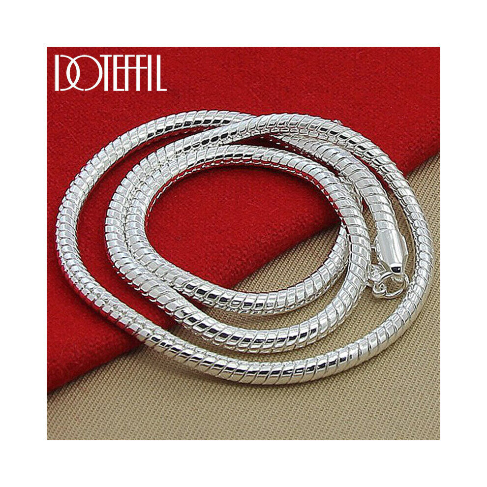 925 Sterling Silver 16-18-20-24-22-24-26-30 Inch 3mm Snake Chain Necklace For Woman Man Wedding Engagement Jewelry