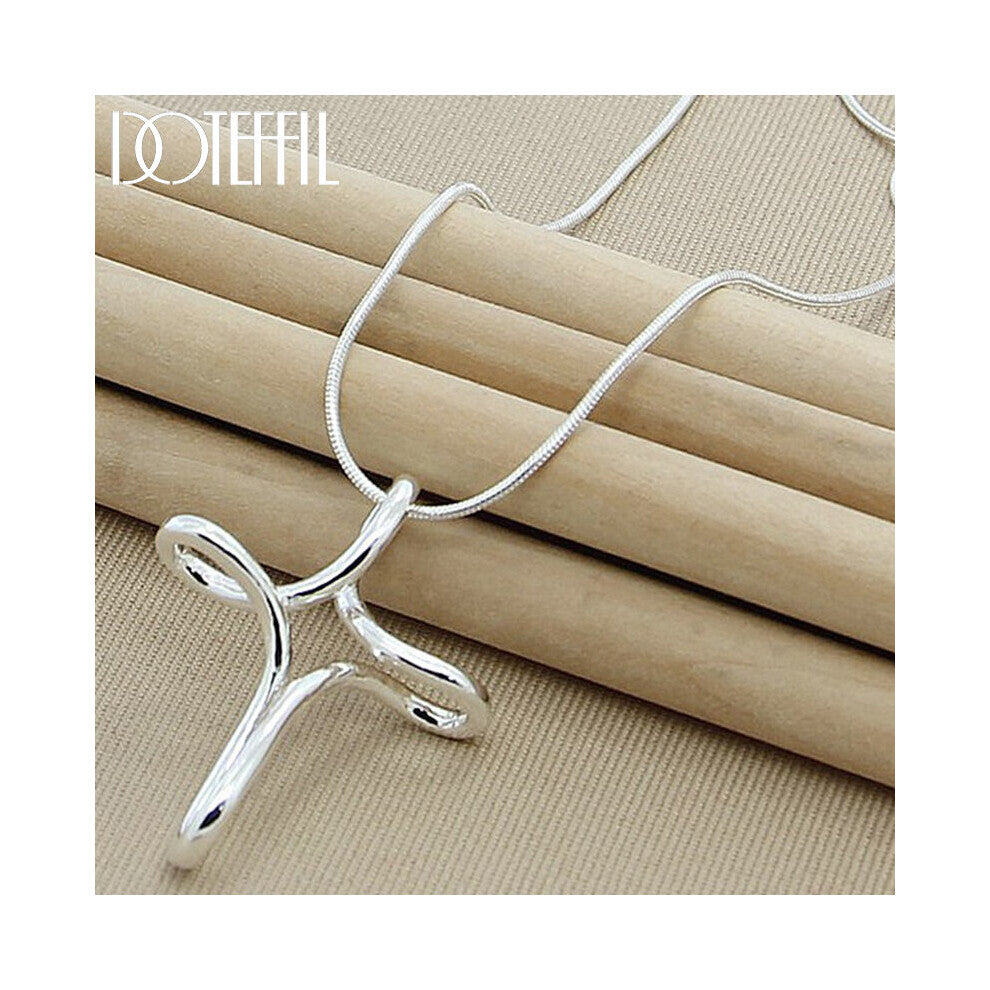 925 Sterling Silver Cross Pendant Necklace 16-30 Inch Snake Chain For Woman Wedding Engagement Jewelry