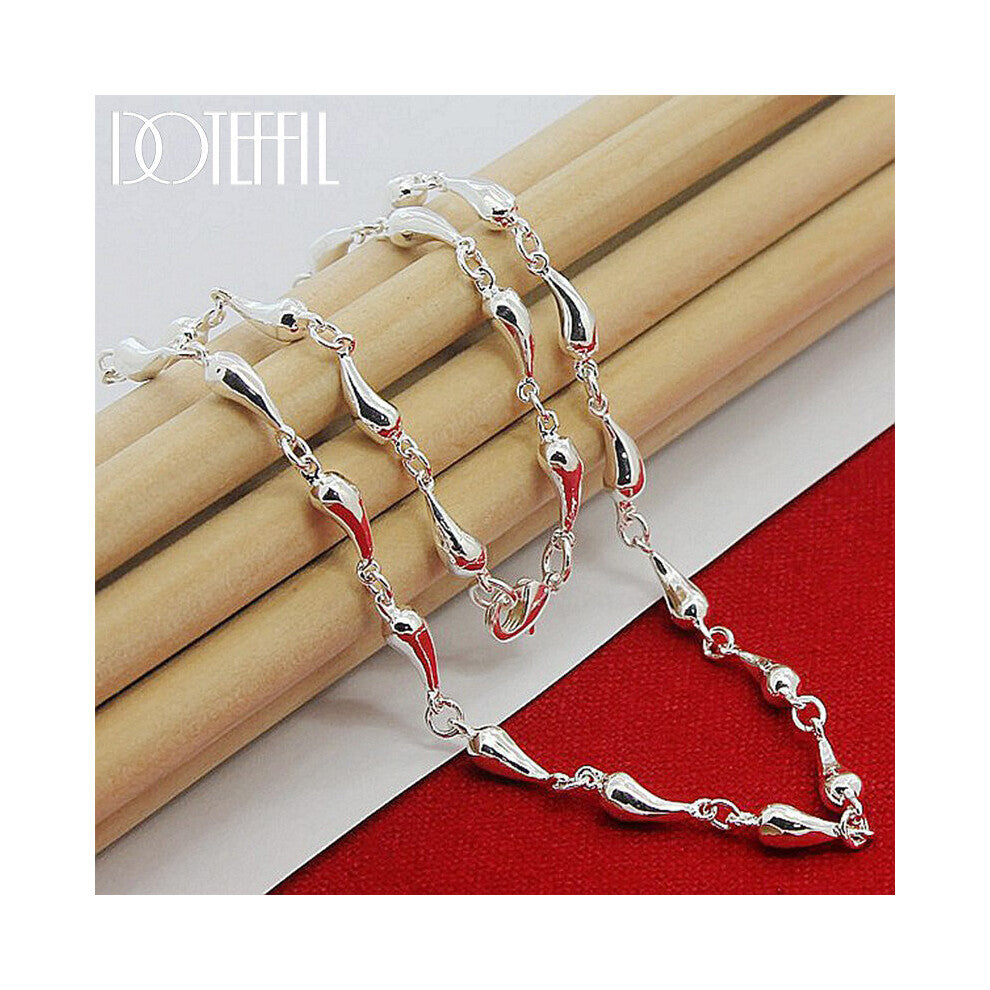 925 Sterling Silver Water Drop Pendant Necklace For Woman 18 Inch Chain Wedding Engagement Jewelry