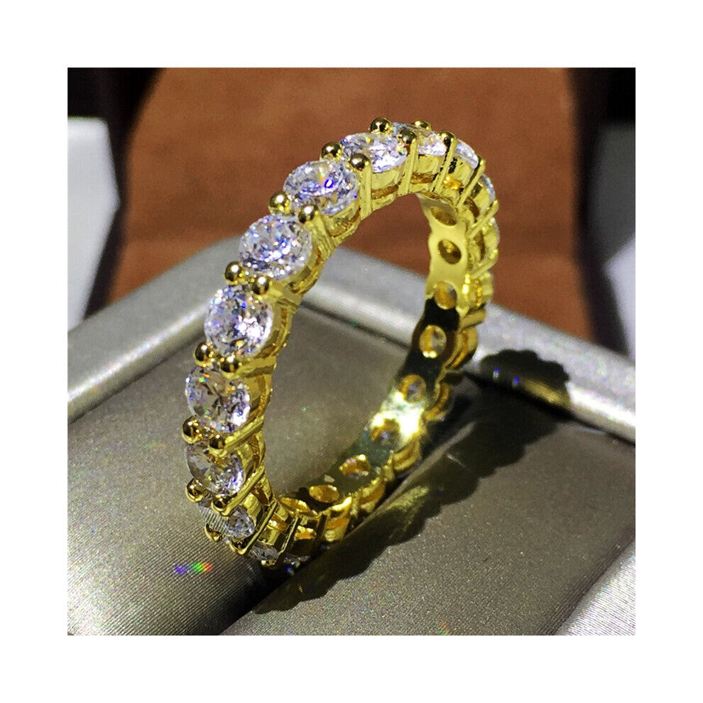 10K 4mm Lab Diamond Ring 925 sterling silver Jewelry Engagement Wedding band Rings for Women Party accessory Gift