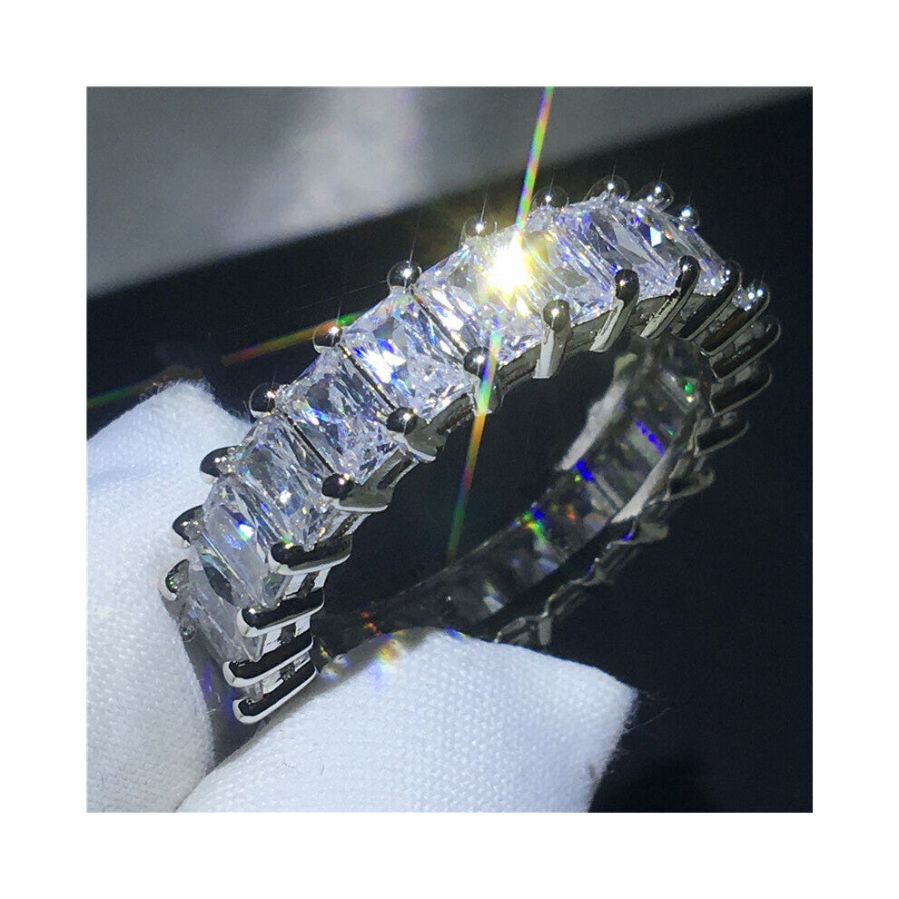 10K 4mm Lab Diamond Ring 925 sterling silver Jewelry Engagement Wedding band Rings for Women Party accessory Gift