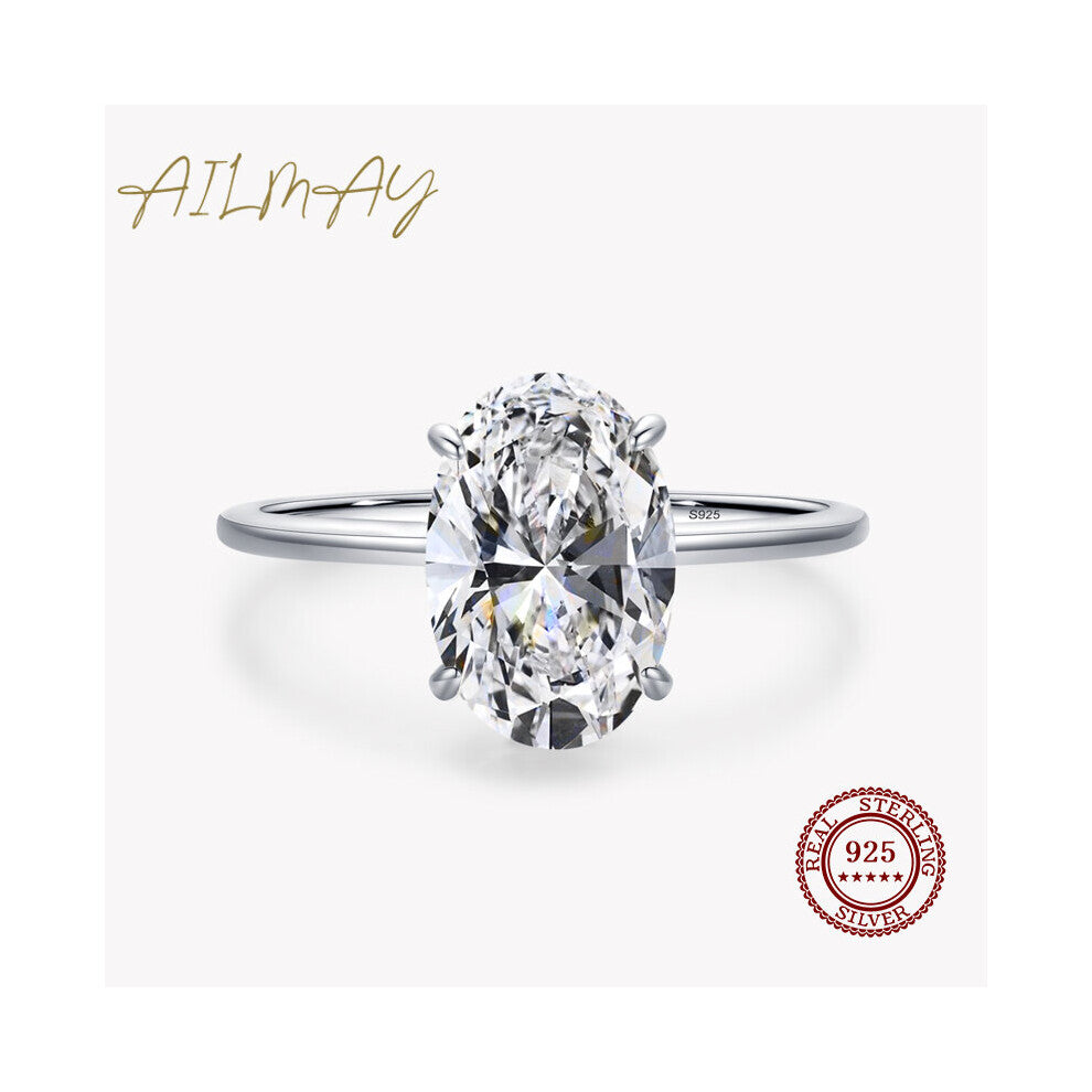 3CT Wedding Ring 925 Sterling Silver Oval Clear Zirconia Engagement Rings For Women Fine Jewelry