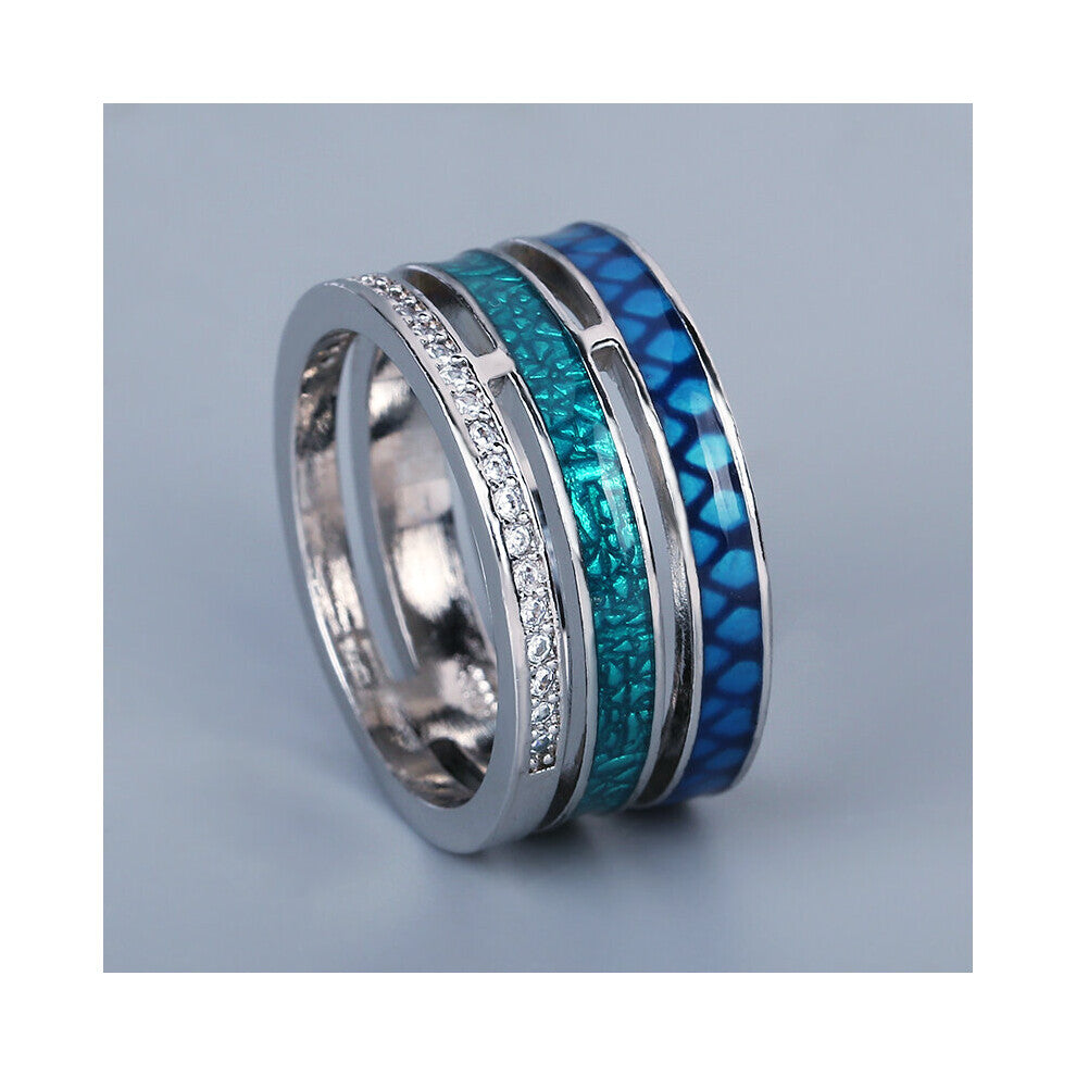 Creative Rings for Women Three-layer Zircon Geometric Ring Enamel Women's Jewelry Engagement Rings for Women