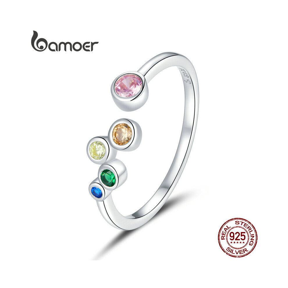 Sterling Silver 925 Signet Ring Colorful Bubbles Open Finger Rings for Women Size Style Jewelry BSR149