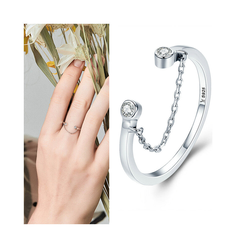 Real 925 Sterling Silver Open Ring Finger Adjustable Size Wedding Rings For Women Engagement Silver Jewelry Gift