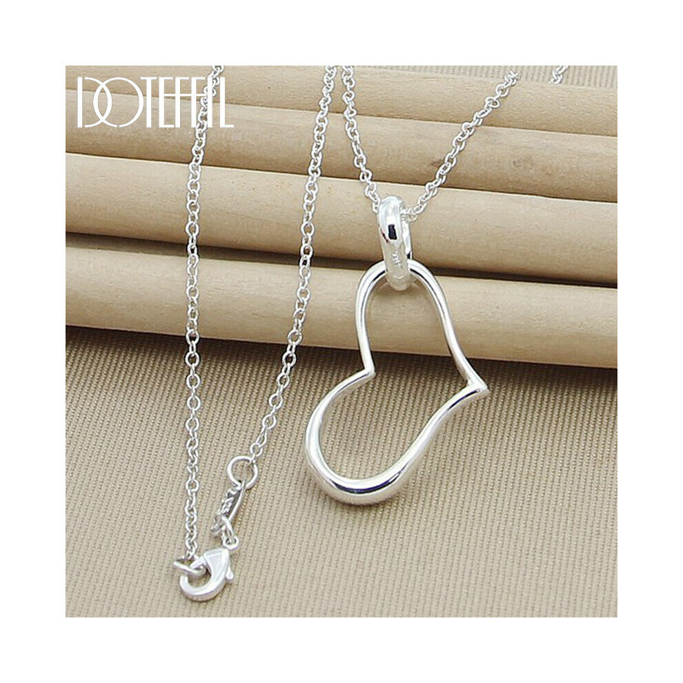 925 Sterling Silver Heart Pendant Necklace 18 Inch Chain For Woman Wedding Engagement Party Charm Jewelry