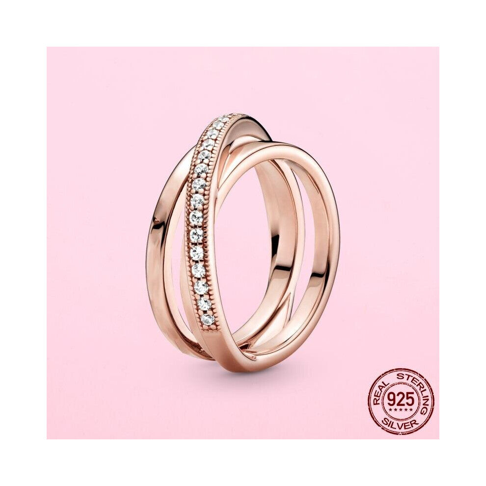 925 Silver Sparkling & Polished Lines Ring Knotted Heart Ring for Womens Engagement Girlfriend Wife Birthday Gift