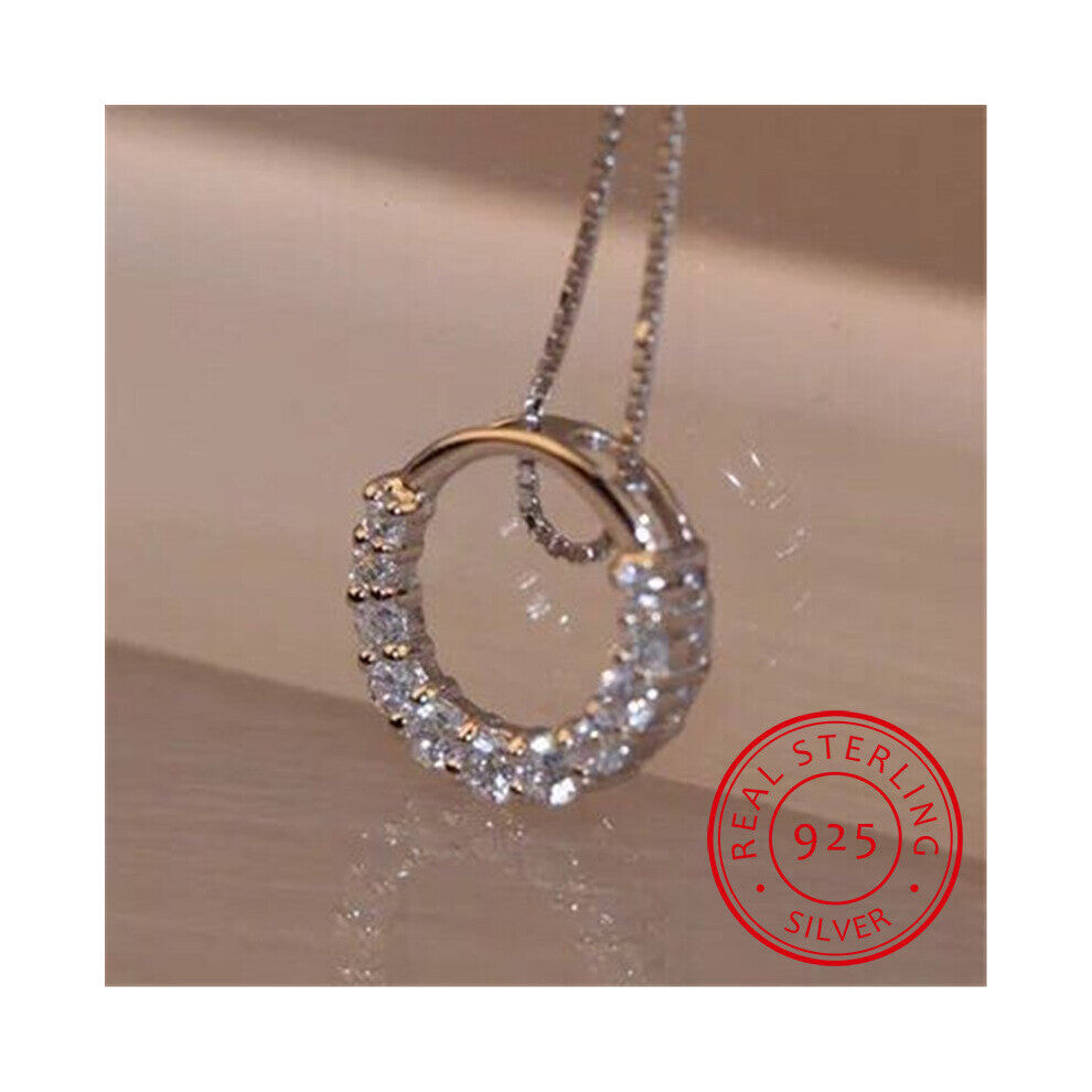 Drop 925 Sterling Silver Necklaces Silver Round Crystal Necklace Pendants&Necklaces Jewelry Collar Colar