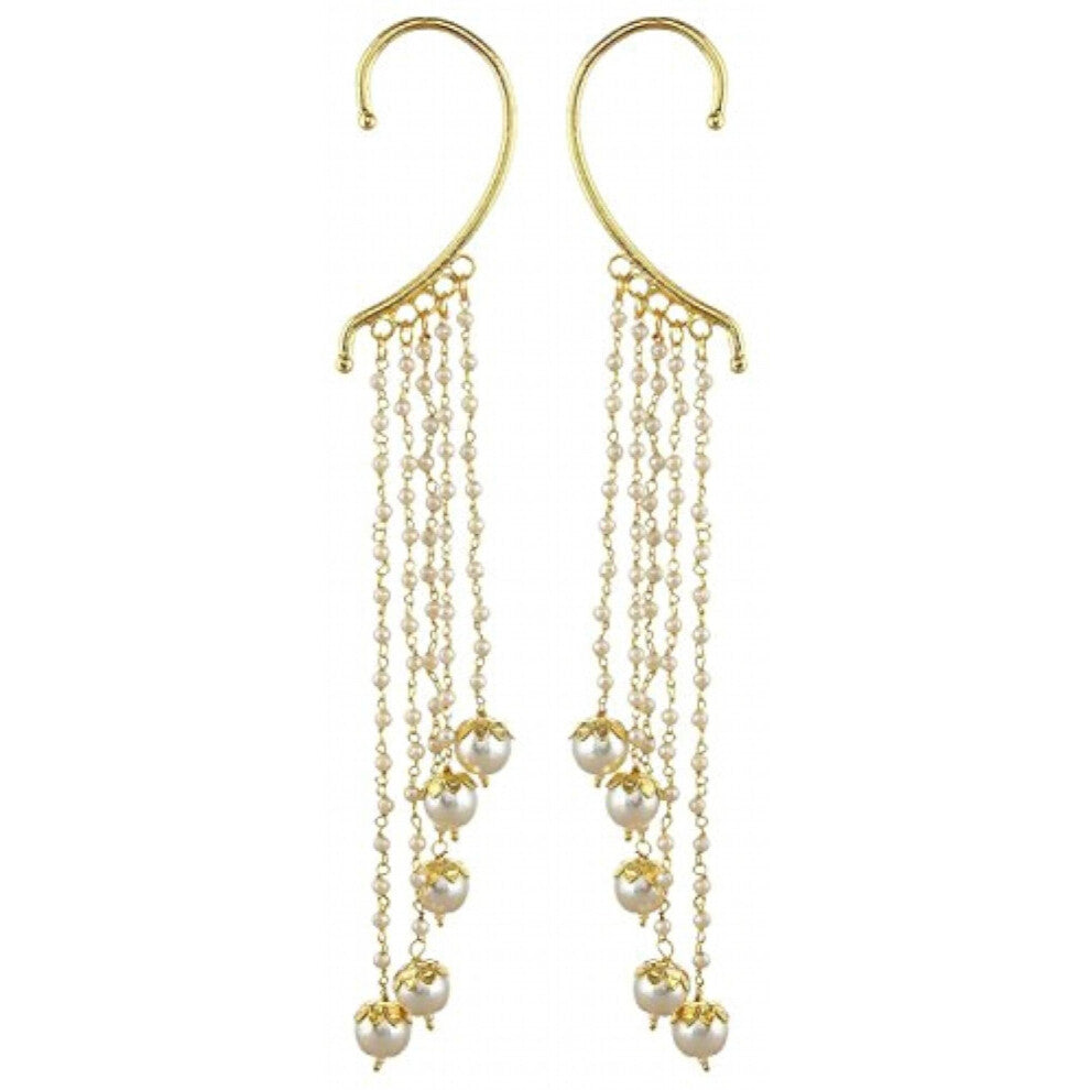 Plated Pearl Stylish Fancy Ear Cuffs Traditional Earrings for & () (rr6814ec)