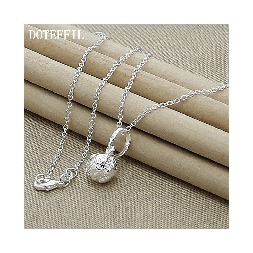 925 Sterling Silver 18 Inch Chain Ball Pendant Necklace For Women Wedding Engagement Charm Jewelry