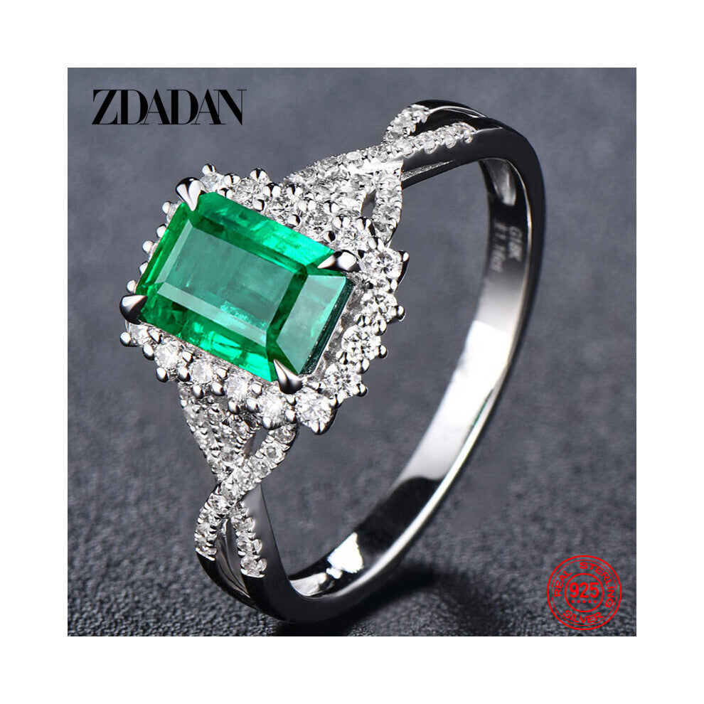 925 Sterling Silver Charm Emerald Ring For Women Party Jewelry Engagement Gift