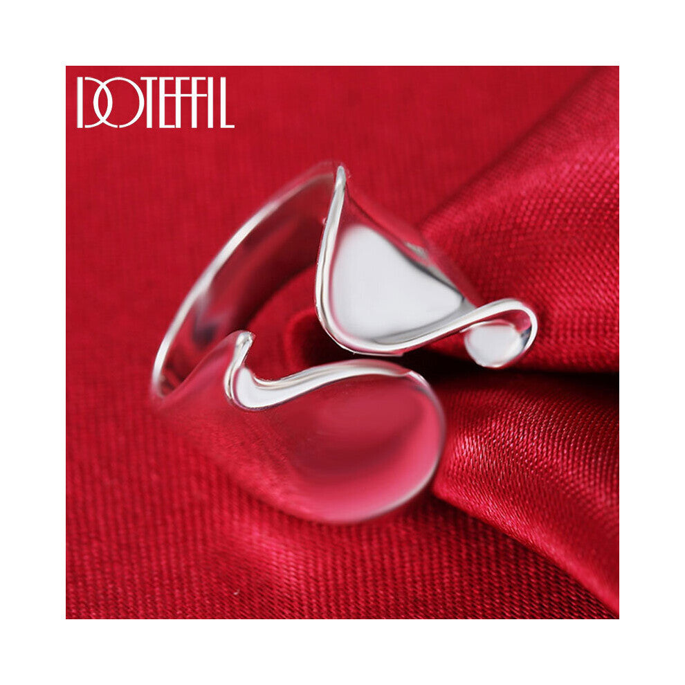 925 Sterling Silver Opening Glossy Ring For Women Wedding Party Charm Jewelry