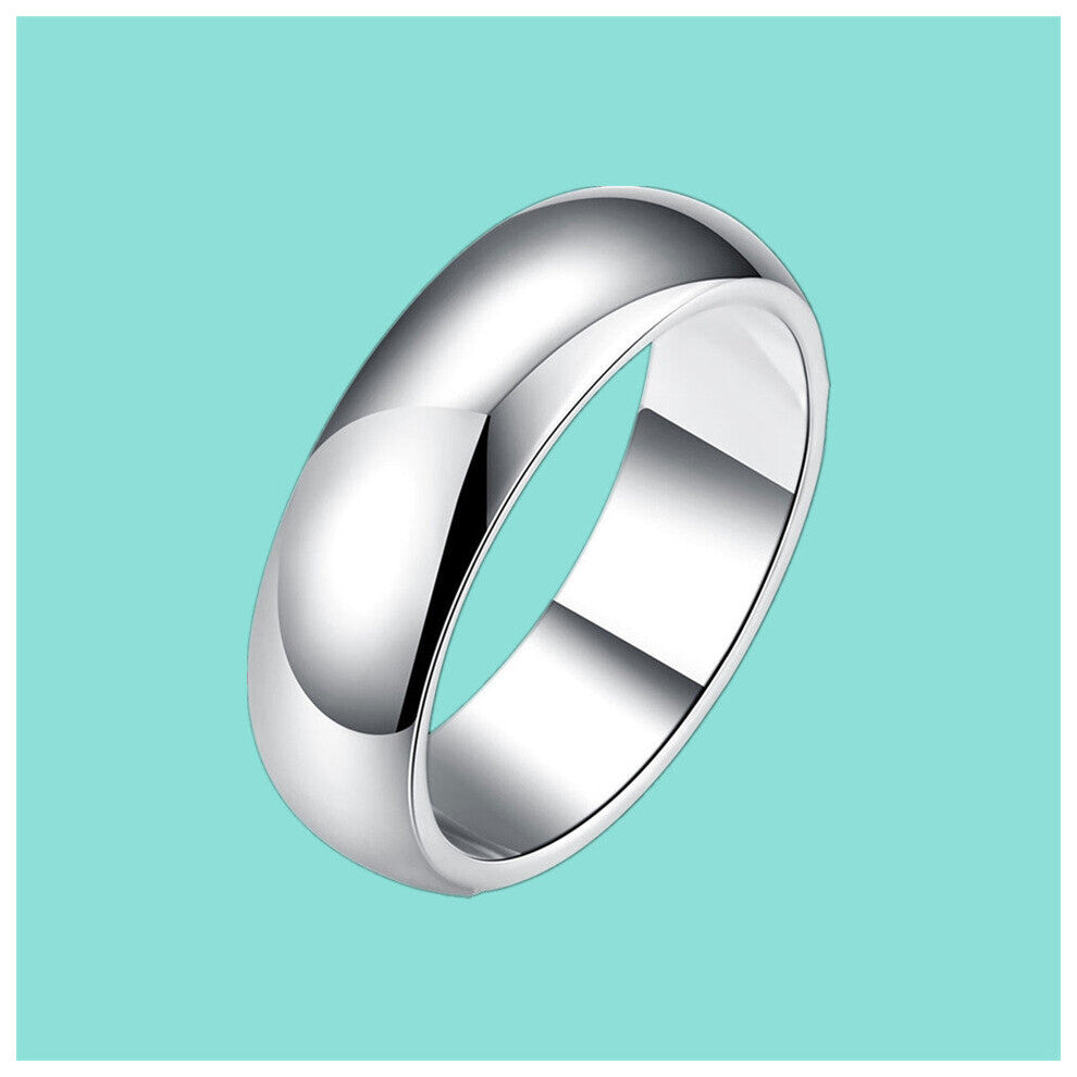 Sterling Silver Smooth Circle Wedding Rings For Women Men Classic Engagement Ring Female Silver 925 Fine Jewelry