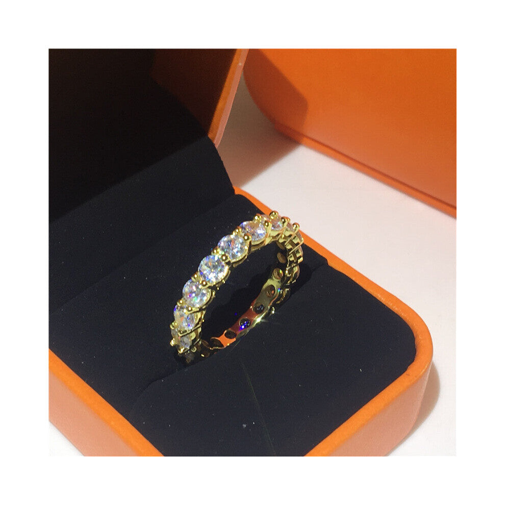 Eternity Filled Ring 4mm Lab Diamond cz Engagement Wedding Rings for women men Party Jewelry Gift