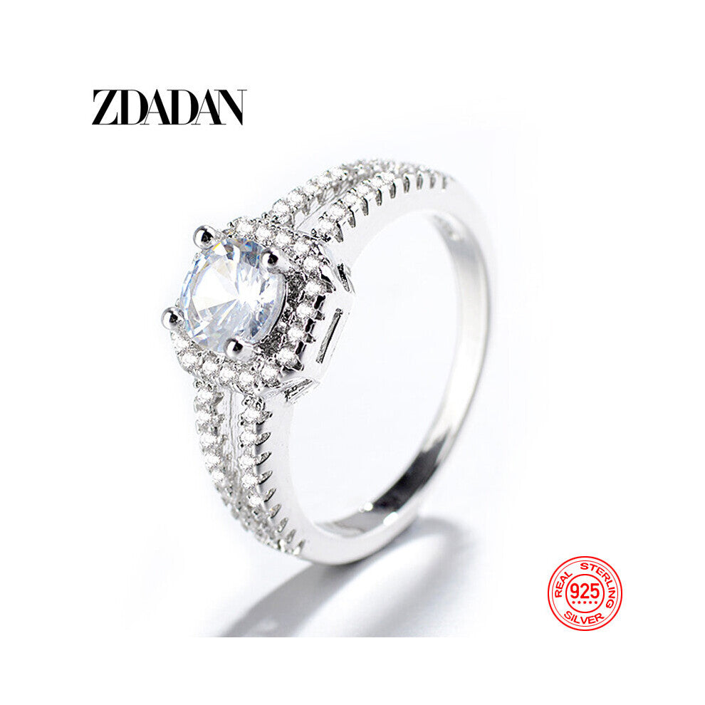 925 Sterling Silver Charm Crystal CZ Ring For Women Wedding Engagement Jewelry Gift