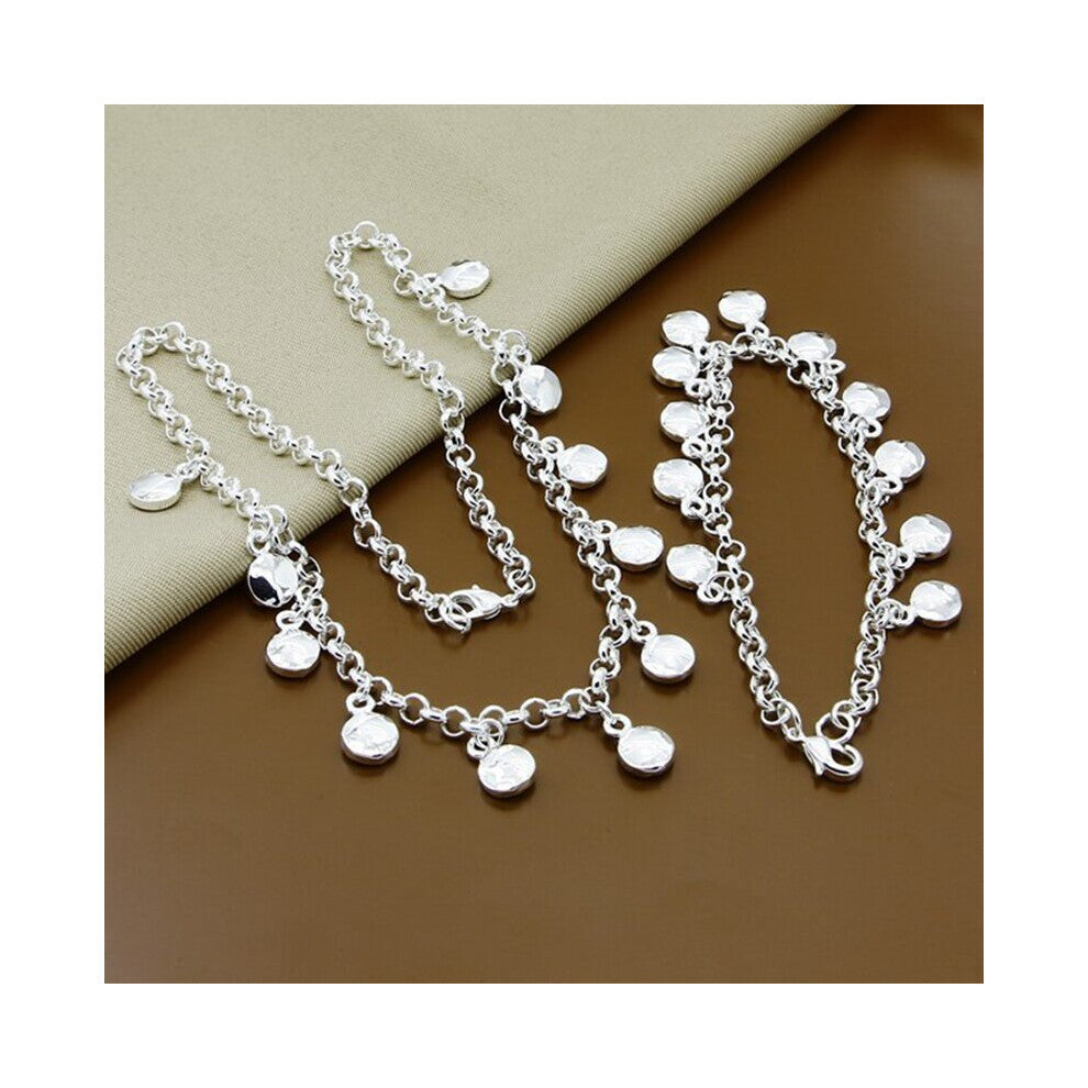 Relation 925 Sterling Silver Round Bean Chain Necklace Bracelet Exclusively For Women'S Engagement Party Wedding Charm J