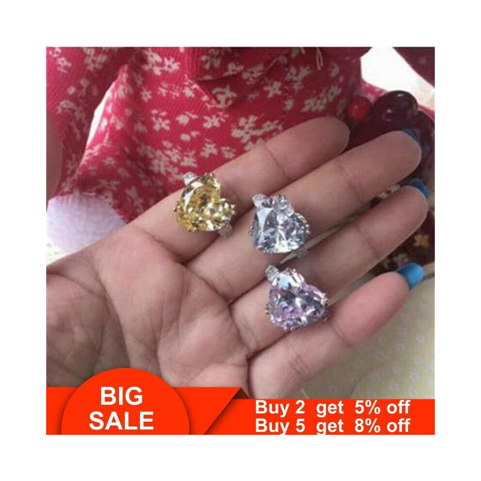 Heart shape Promise ring Filled 12mm AAAAA cz Engagement Wedding Band Rings for women Bridal Fine Jewelry