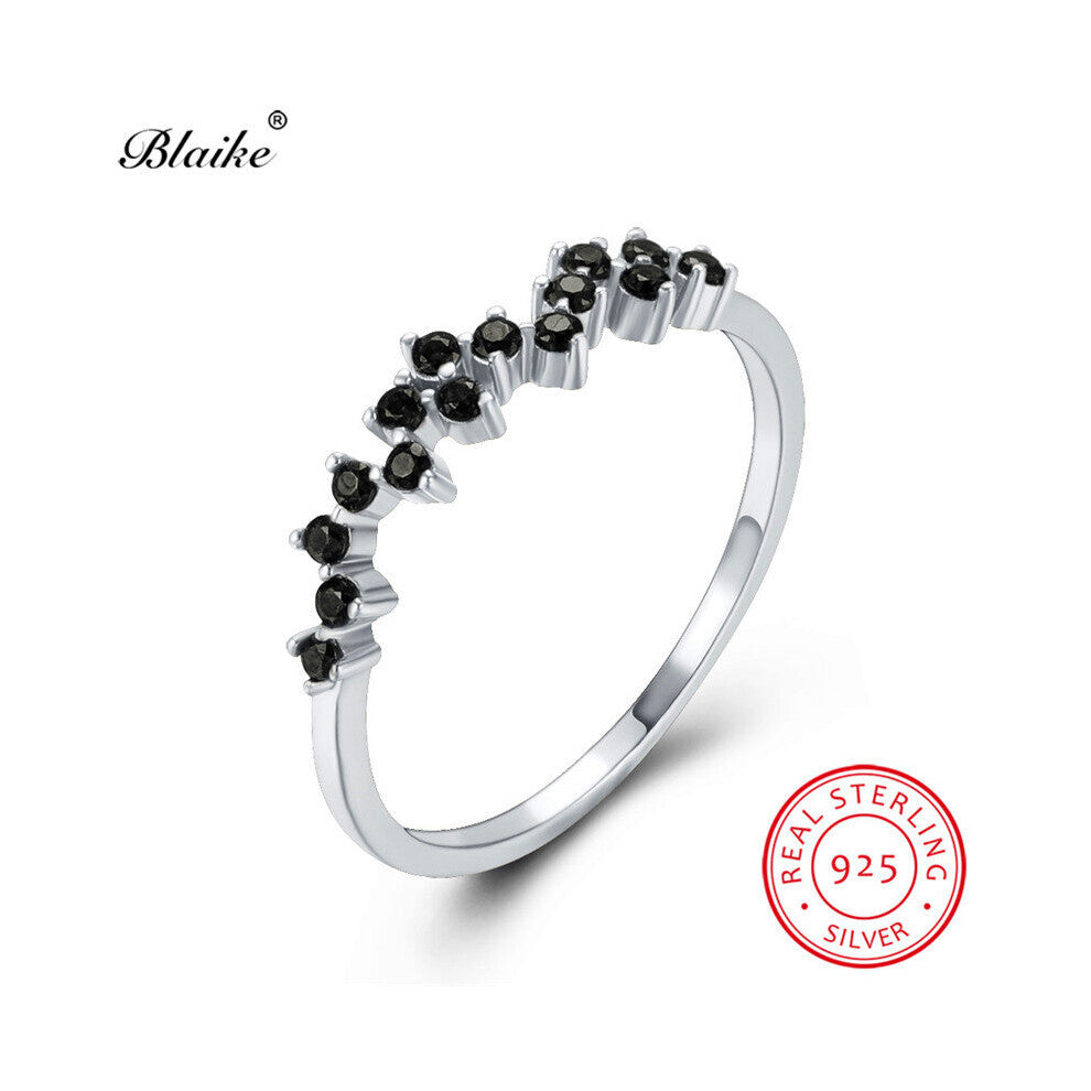 Minimalist 925 Sterling Silver Rings For Women Thin Ring Band Dainty Small Red Zircon Engagement Stacking Ring Jewelry