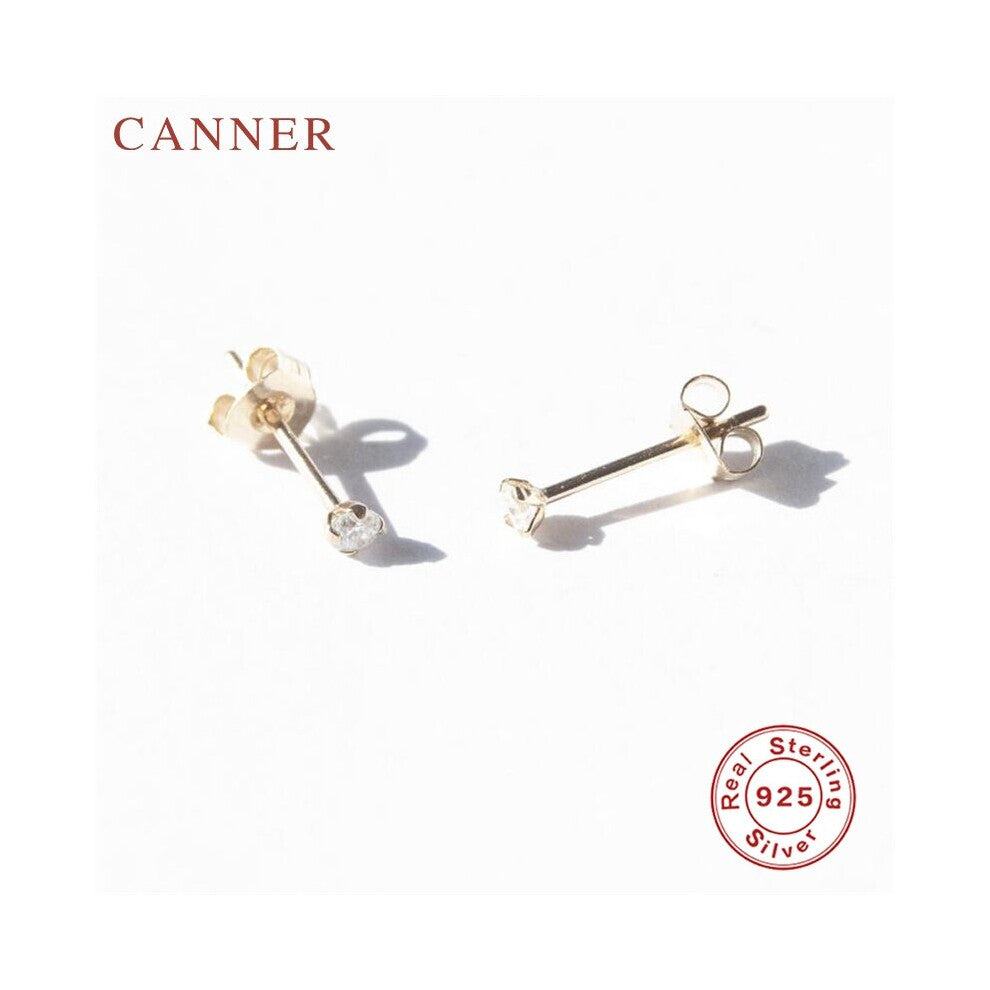 925 Sterling Silver Small Round CZ Zircon Crystal Stud Earrings For Women Earrings Wedding Engagement Piercing Jewelry