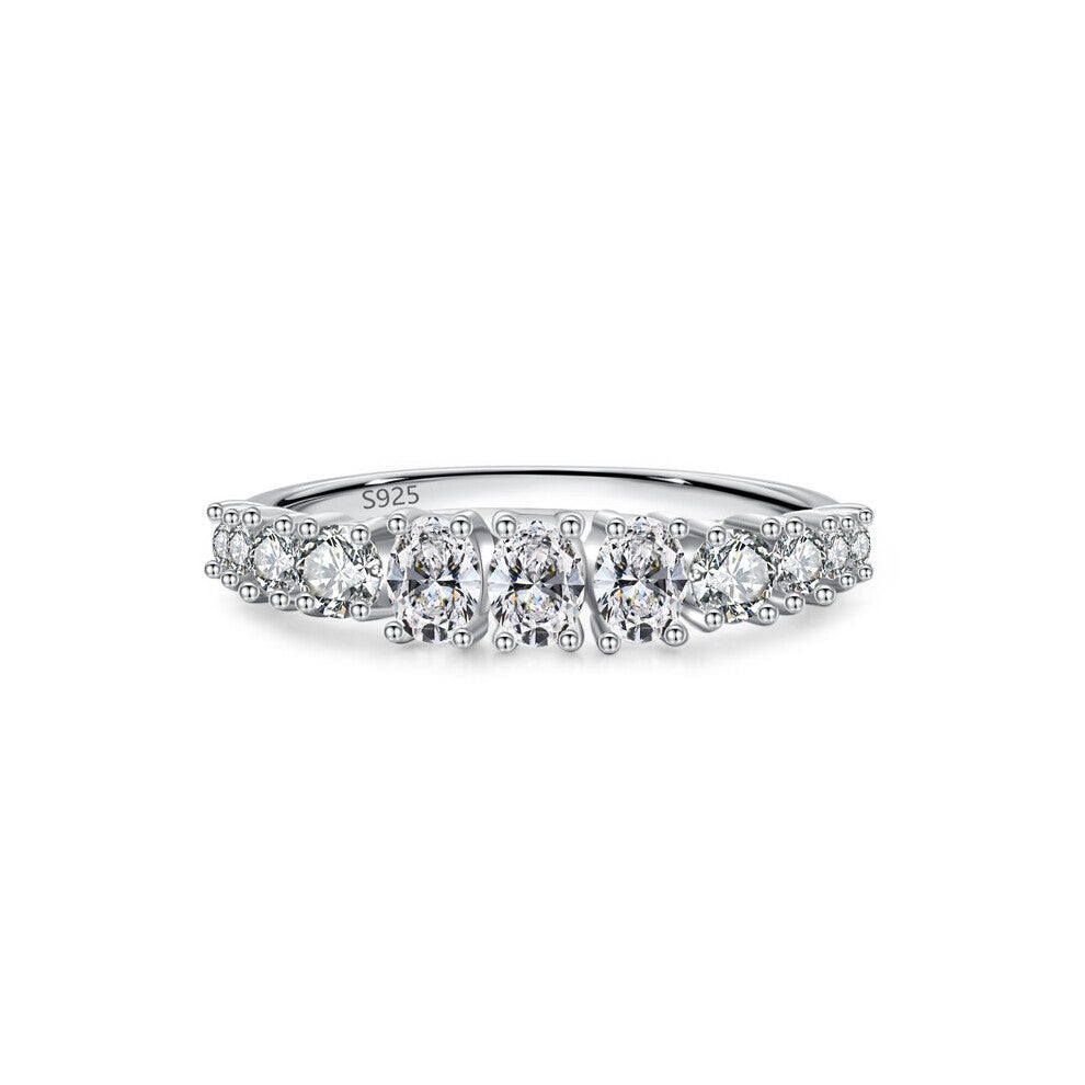 Real 925 Sterling Silver Dazzling CZ Charm Stackable Finger Rings For Women Girls Wedding Engagement Jewelry