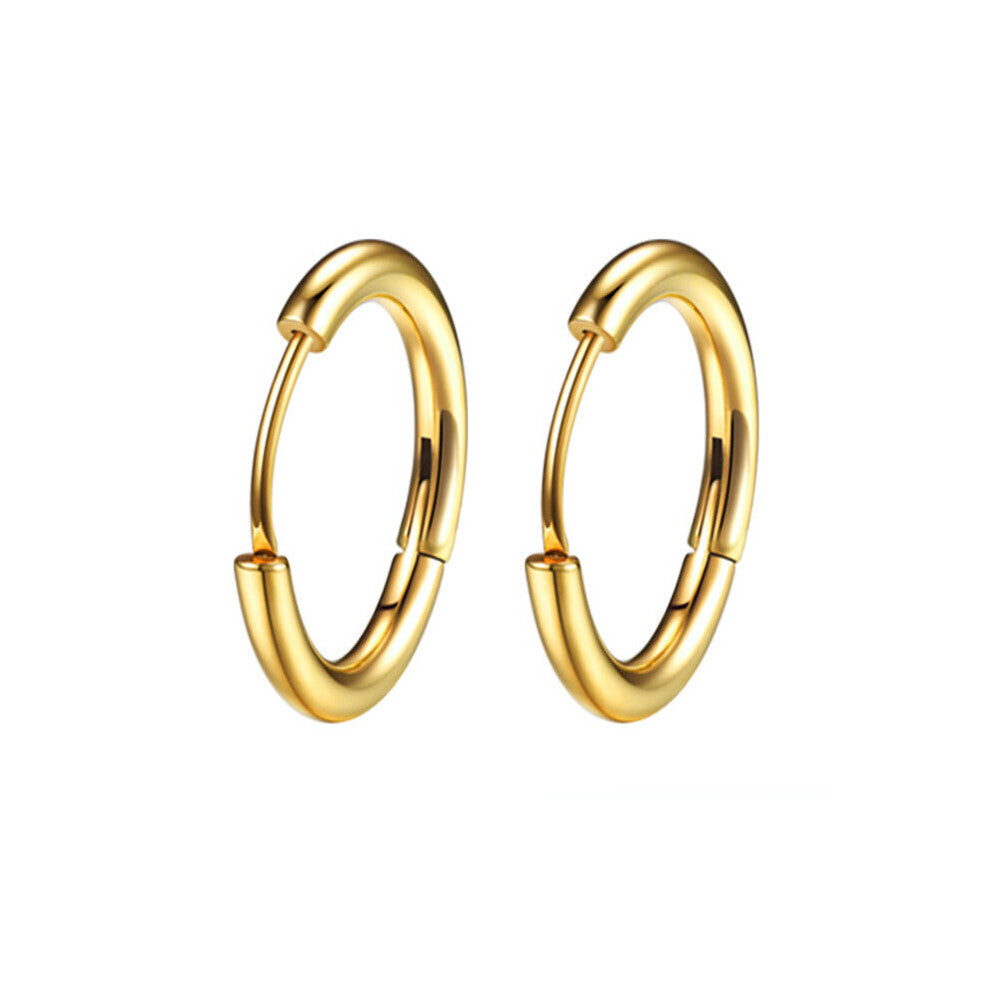 (Black) 1 pair Women-Man Stainless Steel Small Hoops Earring Piercing Ear Cartilage Tragus Thin Circle Anti-allergic Ear Buckle