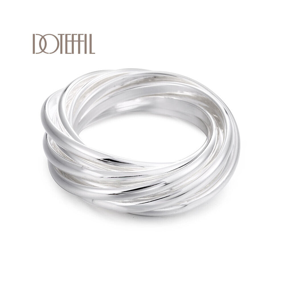 925 Sterling Silver Nine Circles Man Ring For Women Folk-Custom Wedding Engagement Party Gift Charm Jewelry