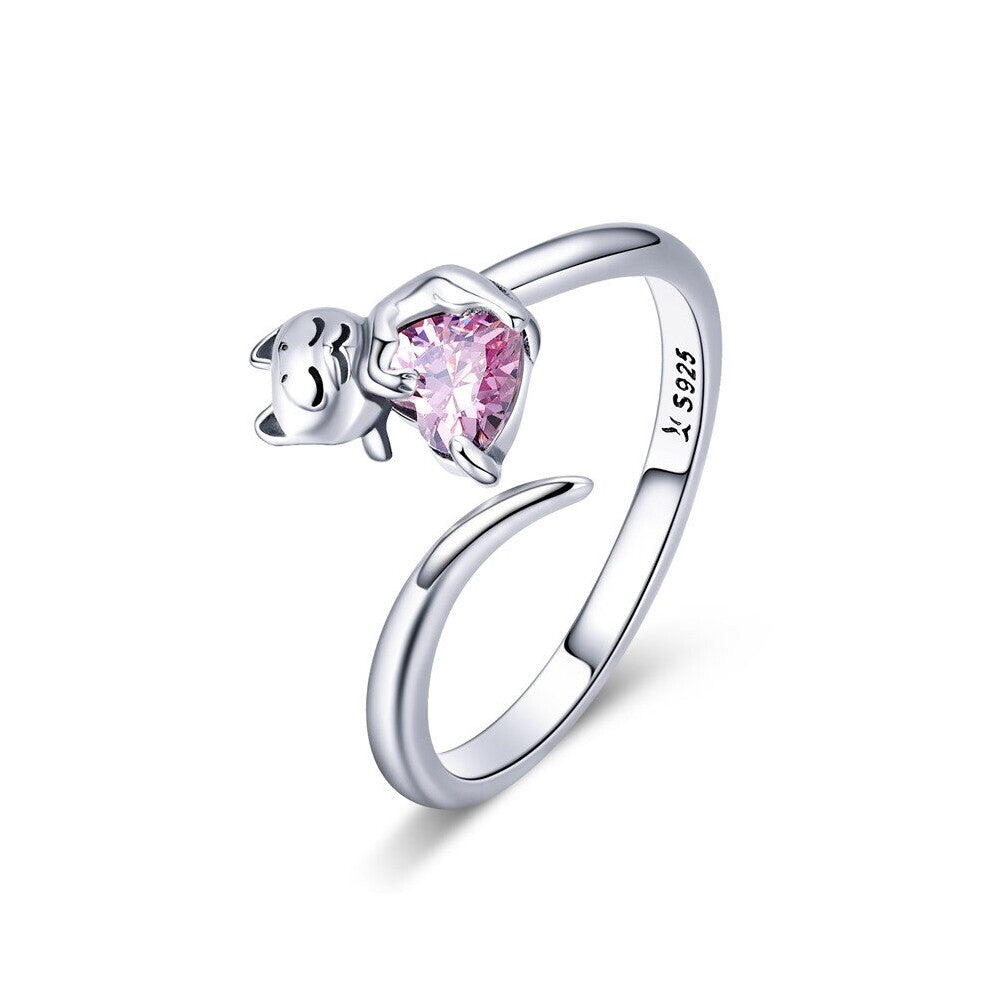 Real 925 Sterling Silver Wedding Ring Adjustable Size Flower Bee Rings Finger For Women Engagement Jewelry Gift