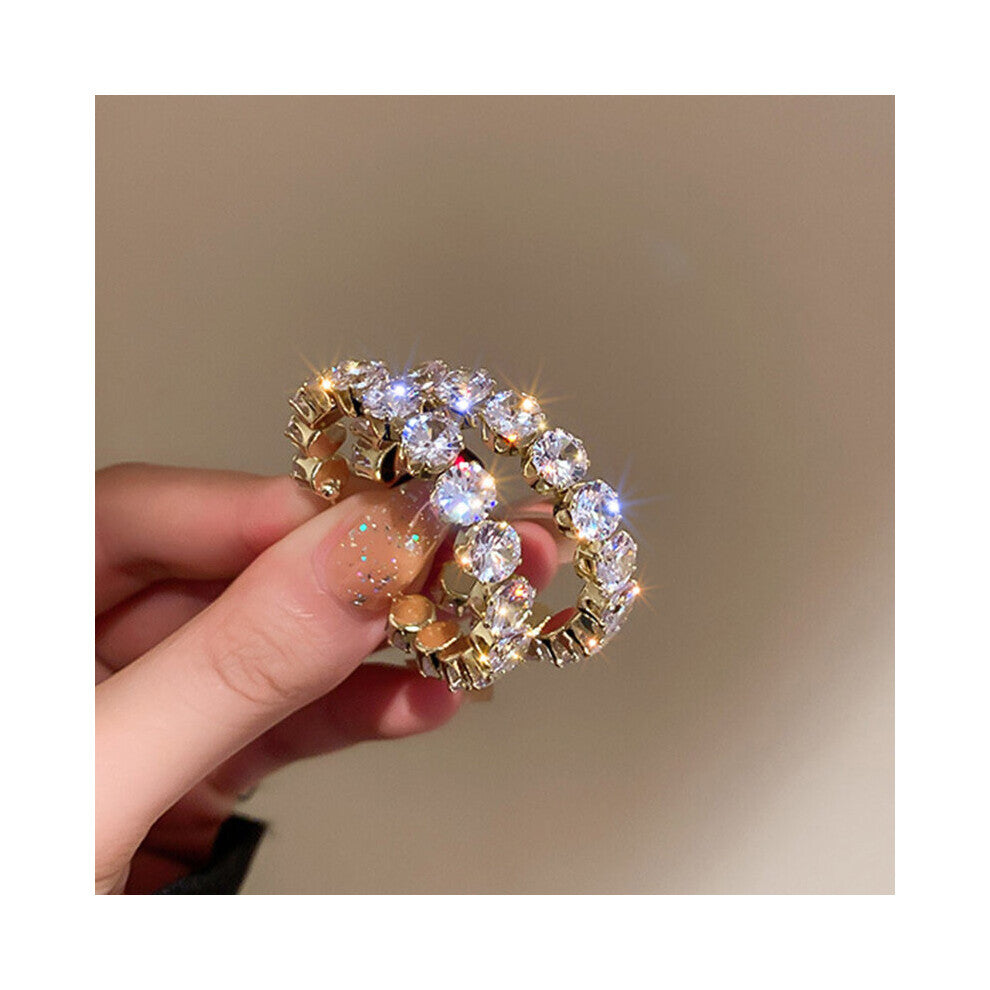 High Inlay CZ Hoop Earrings Round Green Zircon Crystal Earring for Women Engagement Party Statement Jewelry