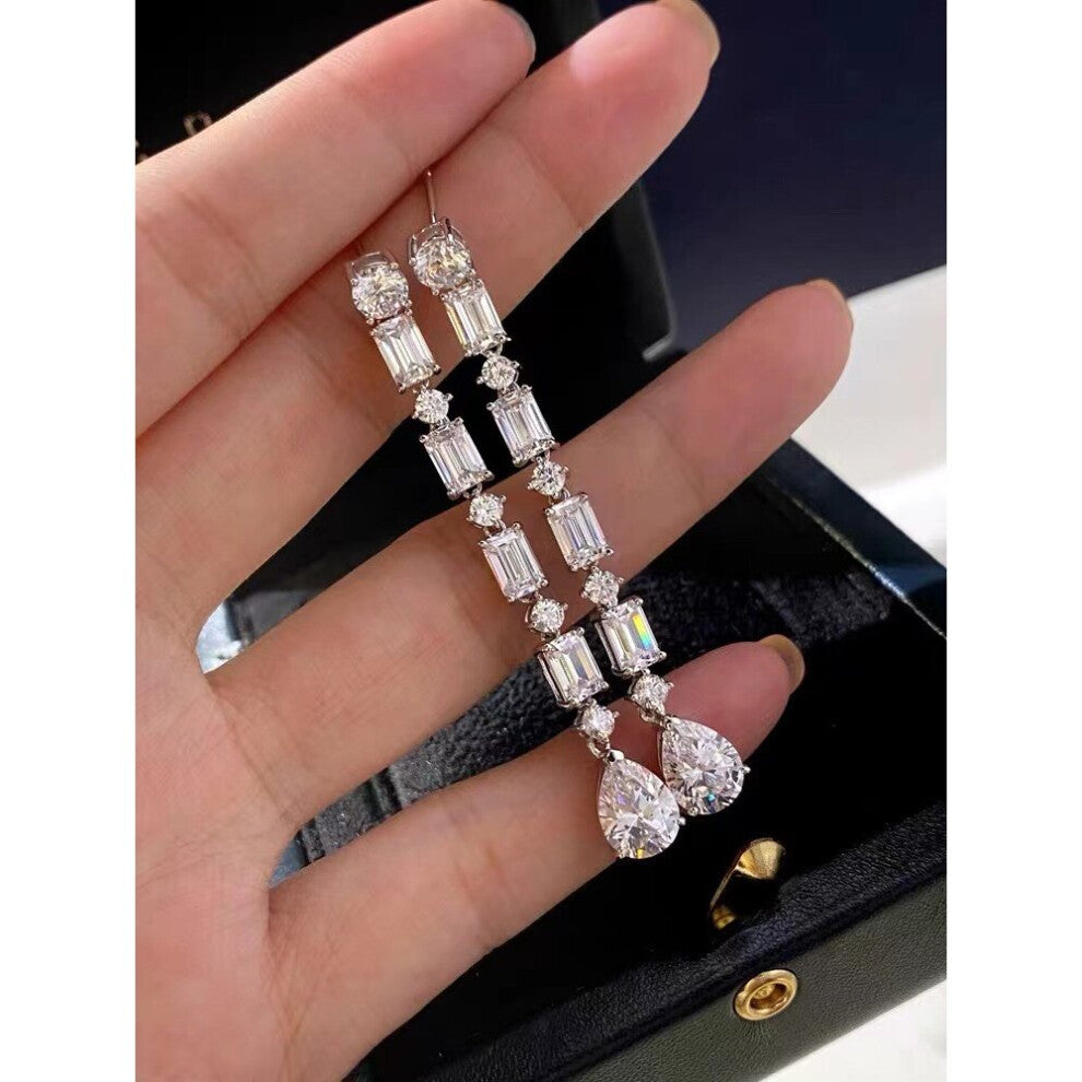 Water Drop Diamond Dangle Earring 925 sterling silver Wedding Drop Earrings for Women Bridal Promise Engagement Party Jewelry