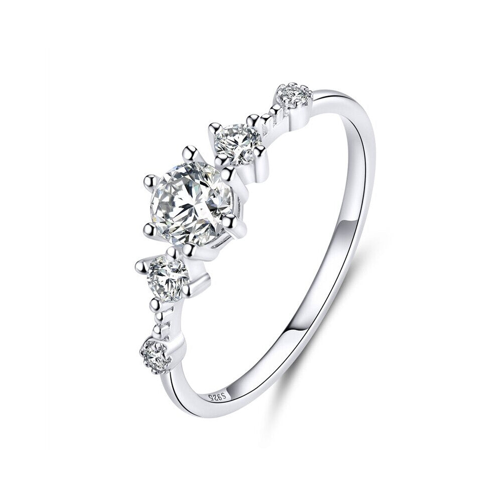 925 Sterling Silver Dazzling Sparkling Engagement Finger Rings for Women Solid Silver Jewelry Wedding Statement Ring