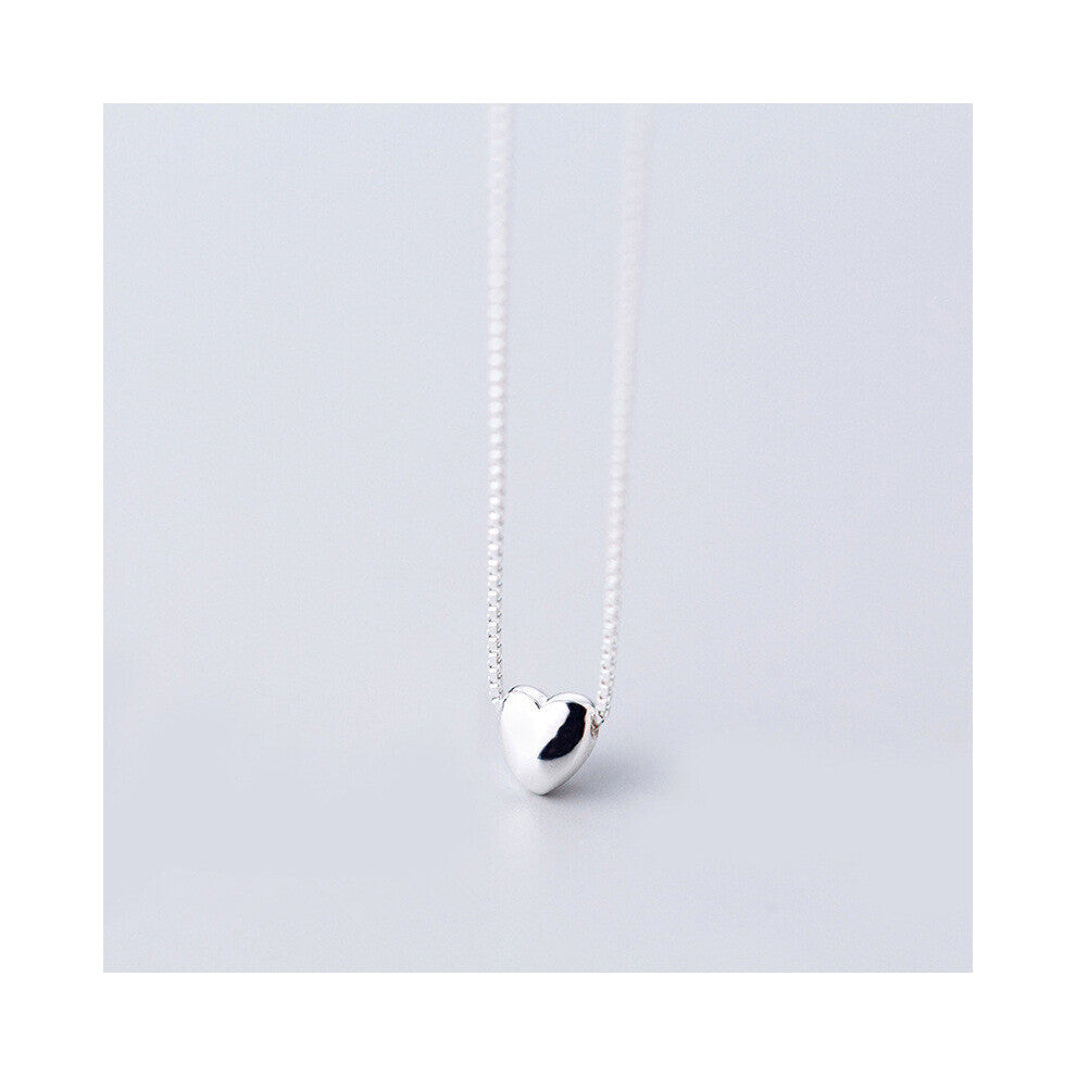 Real 100% 925 Sterling Silver Minimalist Glossy Mini Love Heart Pendant Necklace for Women Office Party Jewelry Teen Gift