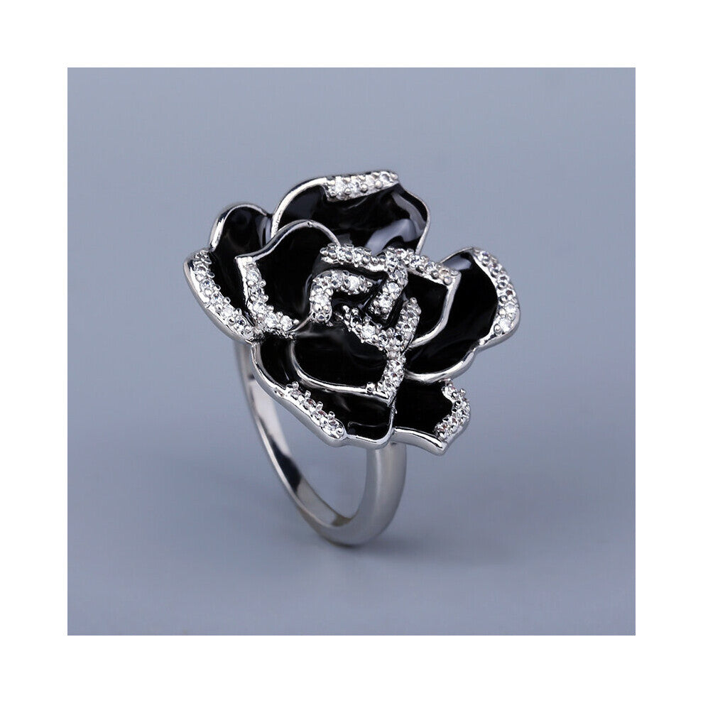 Women's 925 Silver Ring Unique Flower Ring Enamel Jewelry Party Engagement Jewelry