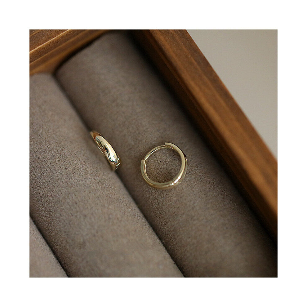 (Gold-color) 925 Sterling Silver French Glossy Earrings Women Rock Hip Hop Light Plating 14k Jewelry Gift