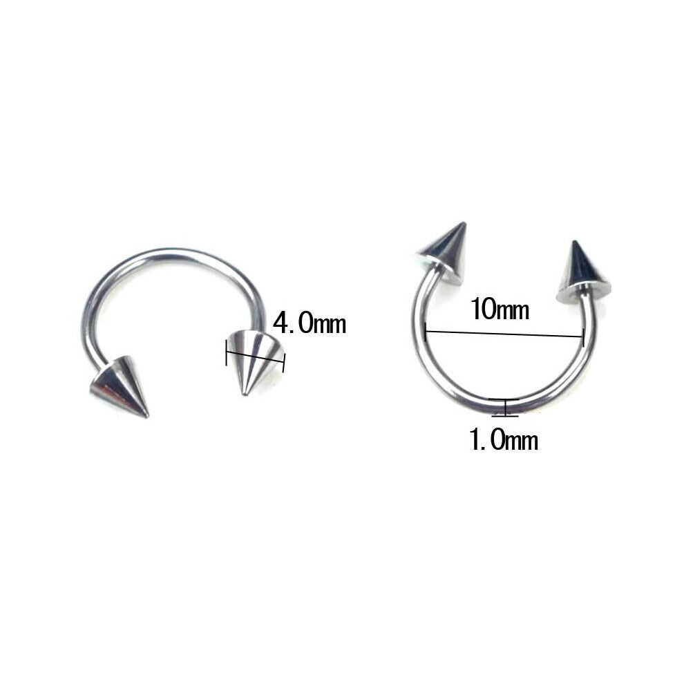 10pcs Cone Spike Ball Horseshoe Circular Ring Steel Labret Nipple Hoops Nose Septum Eyebrow Ear Piercing Body Jewelry