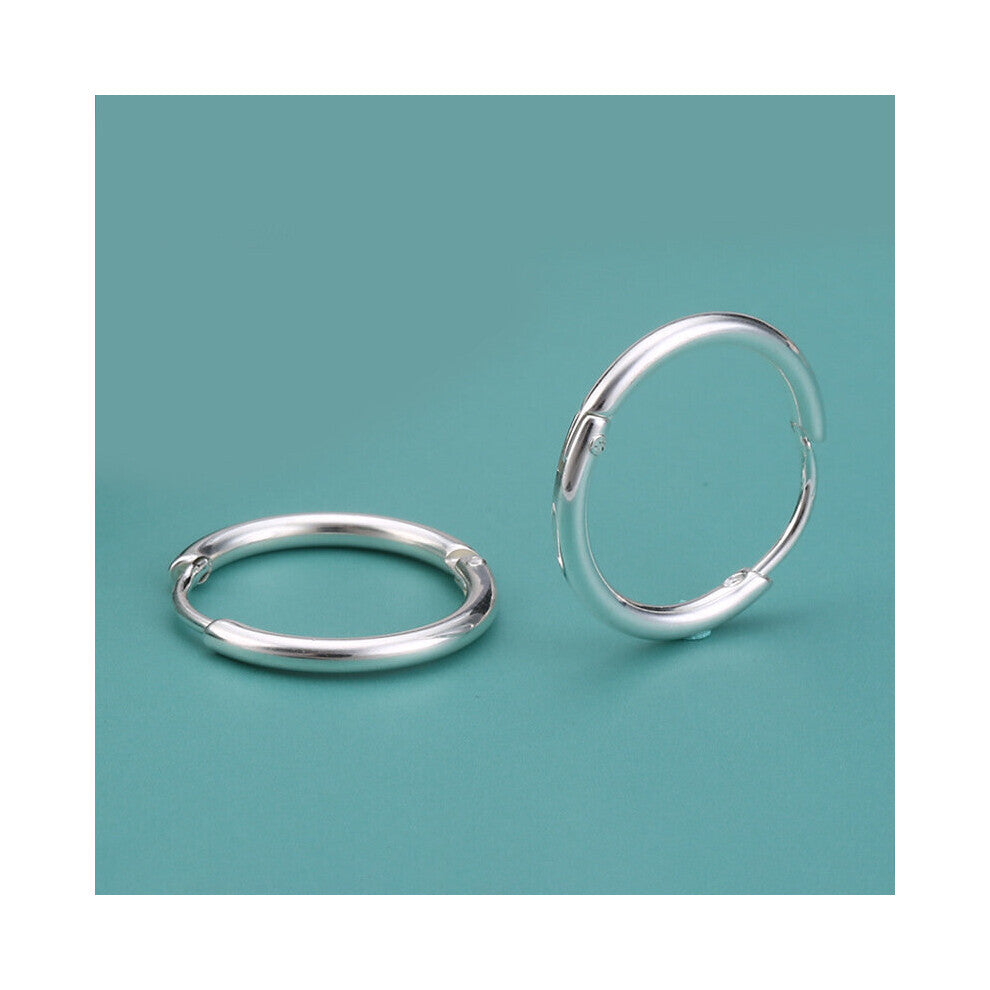 (Yellow) 1 pair 2mm Thin Circle Silver Small Hoops Earring Stainless Steel Anti-allergic Ear Bone Buckle Earring Gothic Ear Jewelry