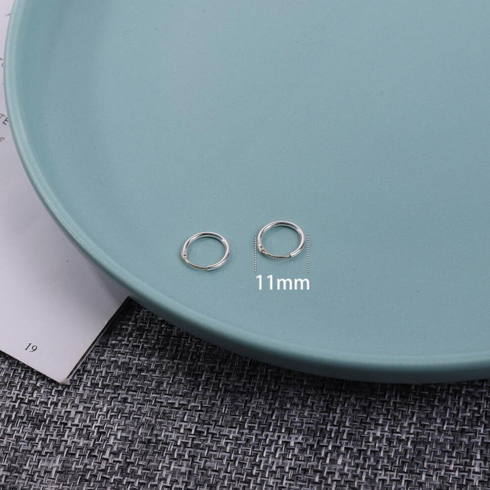 Sterling Ear Bone Hoop Earrings 6-18mm Round Circle Earrings Hoops for Women Men