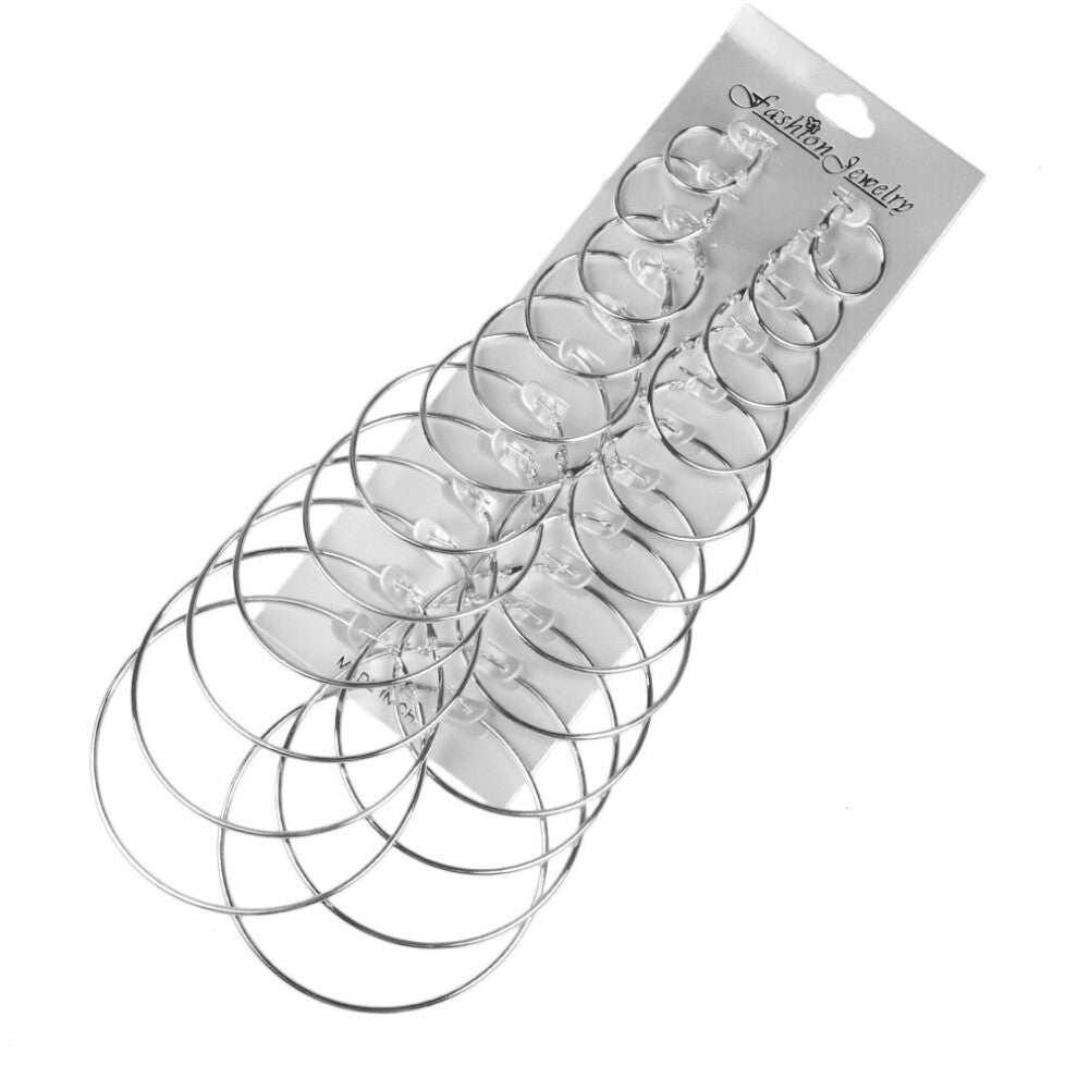 12Pairs-6Pairs-1Pair Punk Hoop Earrings Set Big Circle Earrings Jewelry for Women Girls Ear Hoops Earring Round Oversized