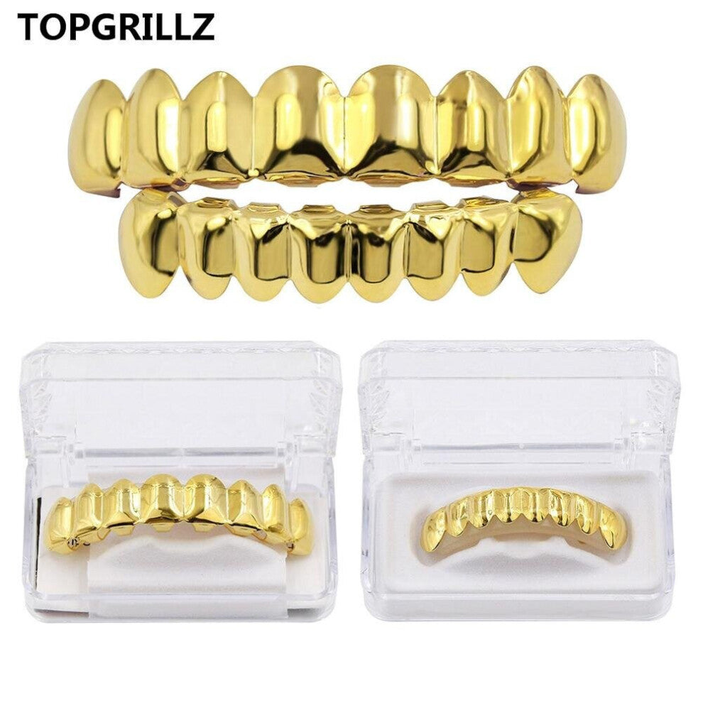 8-8 Hip Hop Teeth Grillz Set Silver Top & Bottom Body Jewelry Punk Cosplay Party Tooth Grills