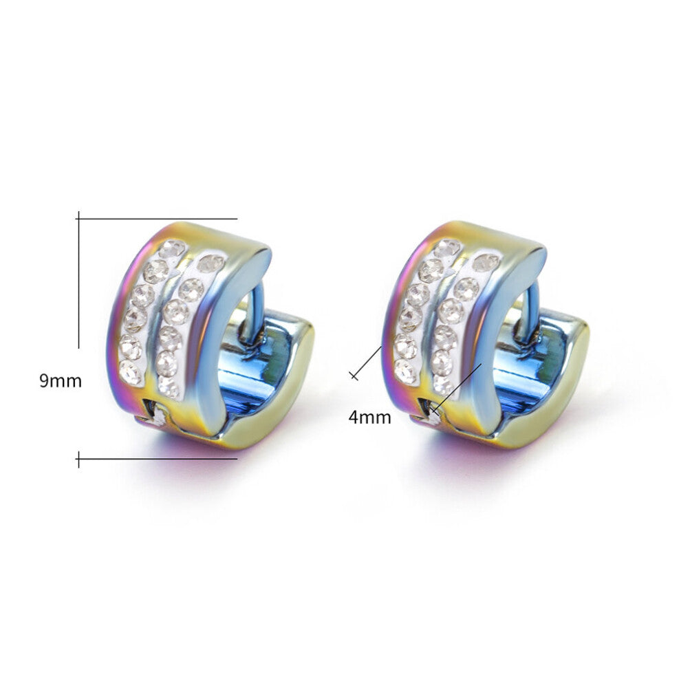 Handsome Colorful Ear Bones Clip Hoop Earrings for Women Men Piercing Stainless Steel Earings Hoops Punk Girls