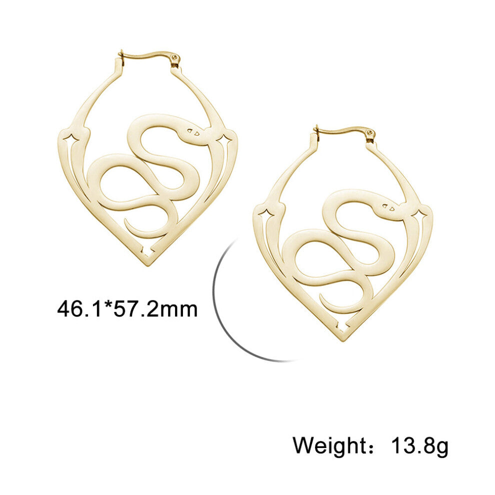 Stainless Steel Hoops Star Pentagram Earrings Compass Snake Bat Satanic Hoops for Women Wicca Amulet Vintage Goth Gothic Jewelry