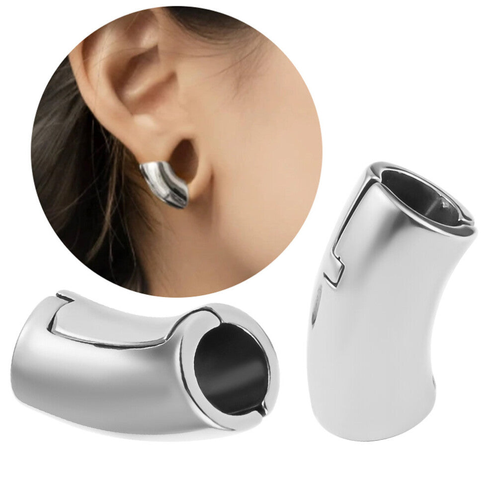 (Green) Vanku 2PCS Top Ear Lobe Cuff Ear Gauge Plugs Ear Tunnels Stretcher Lobe Weights for Women Clip on Cartilage Body Jewelry