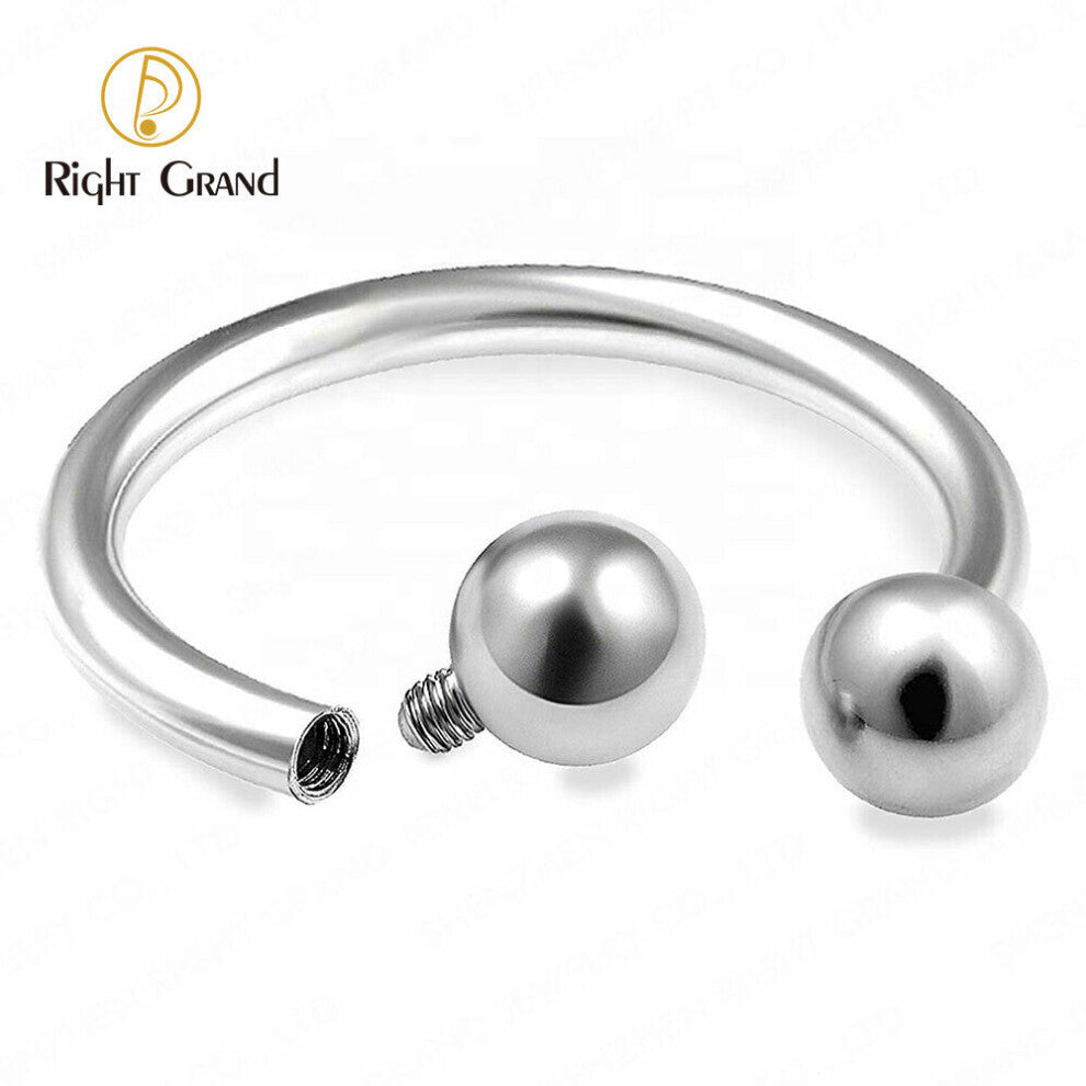 (Black) 5pcs-lot Right Grand Implant Grade Internally Threaded Titanium Horseshoe Circular Barbells Body Jewelry