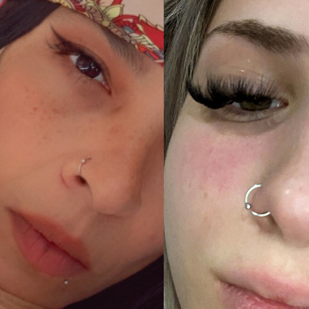 (White) 2Pcs-Pack Surgical Stainless Steel Wire Thin Ring Ear Hoops Piercing Nose Ring Loop Ear Tragus Cartilalge Earrings Body Jewelry