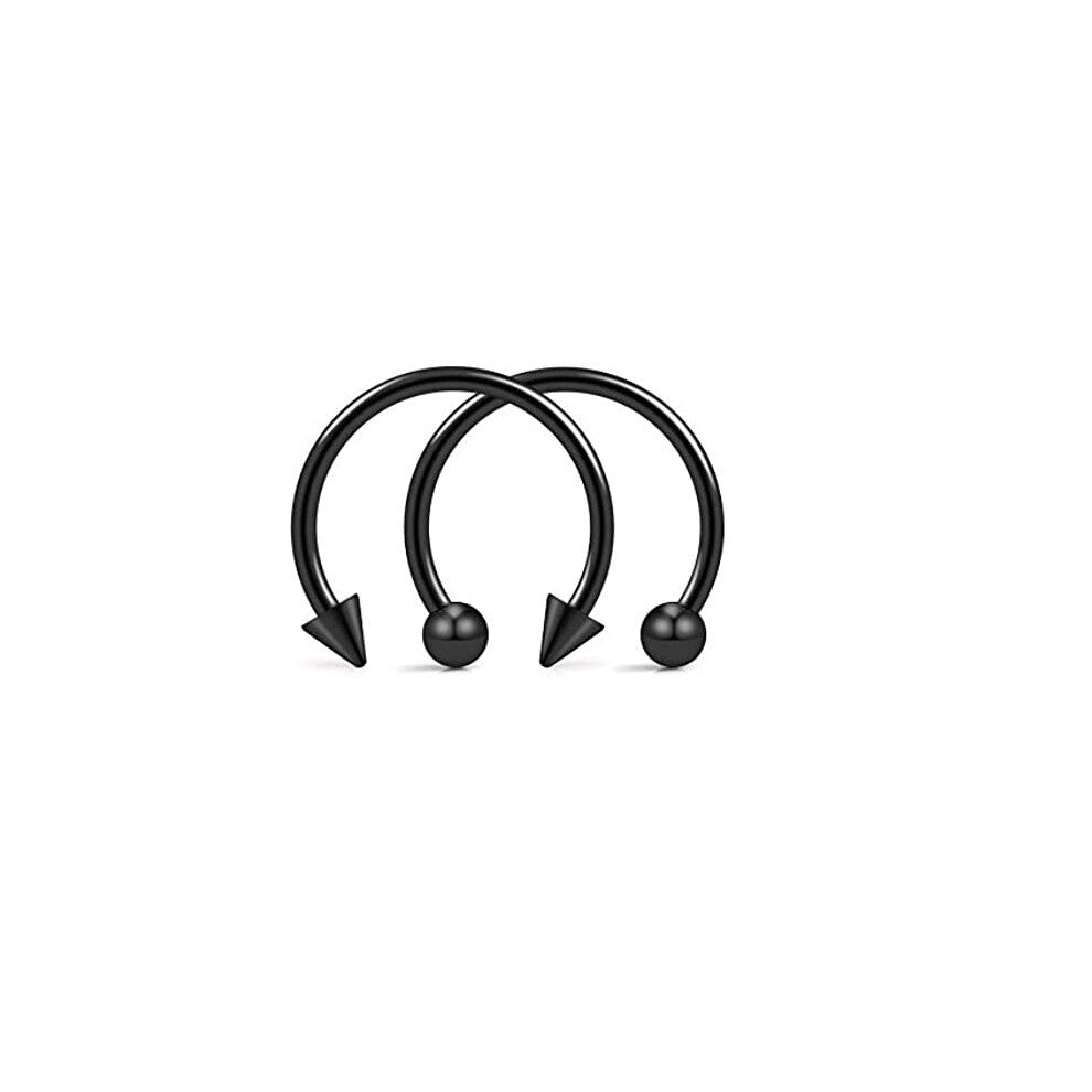 (White) 2pcs Stainless Steel Cone Spike Horseshoe Circular Septum Nose Ring Nipple Hoops Nose Septum Eyebrow Ear Piercing Body Jewelry