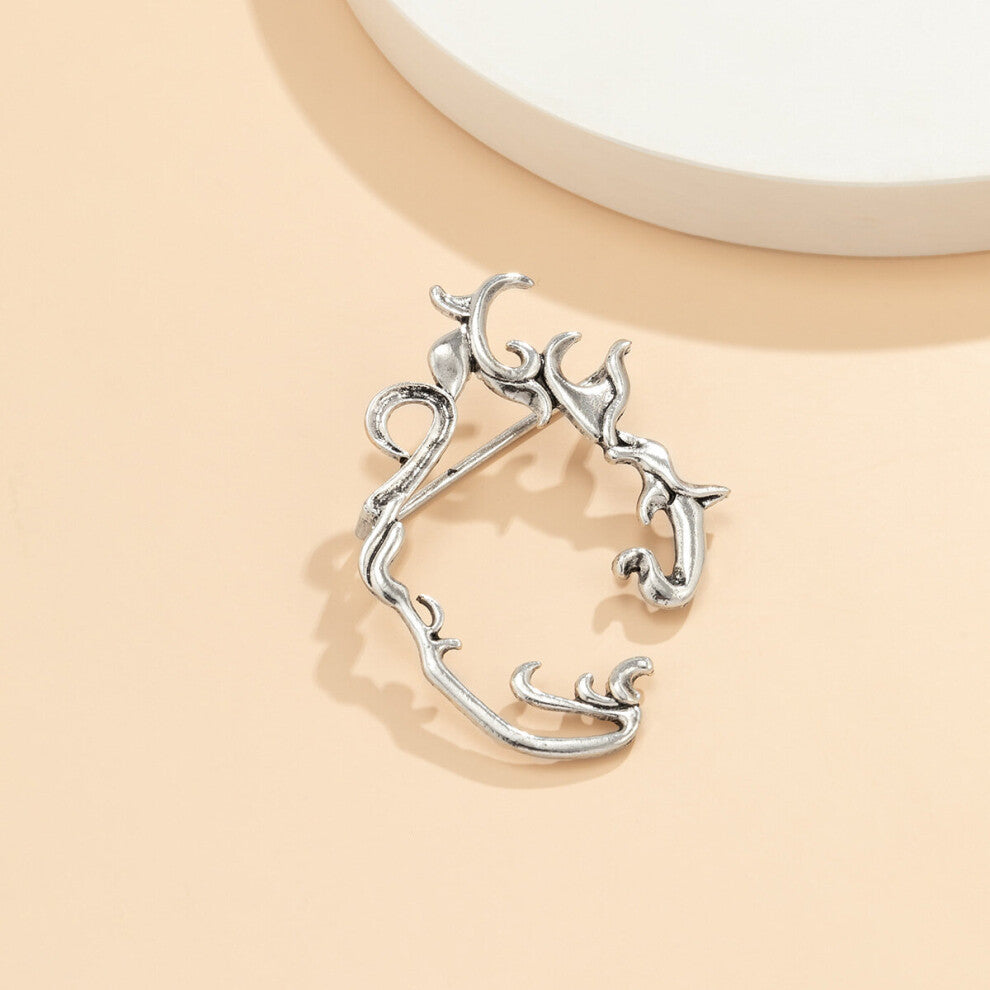 Vintage Silver Neo-Gothic Vines Without Pierced Ear Cuffs Irregular Alloy Elf Ear Hooks Women Party Jewelry