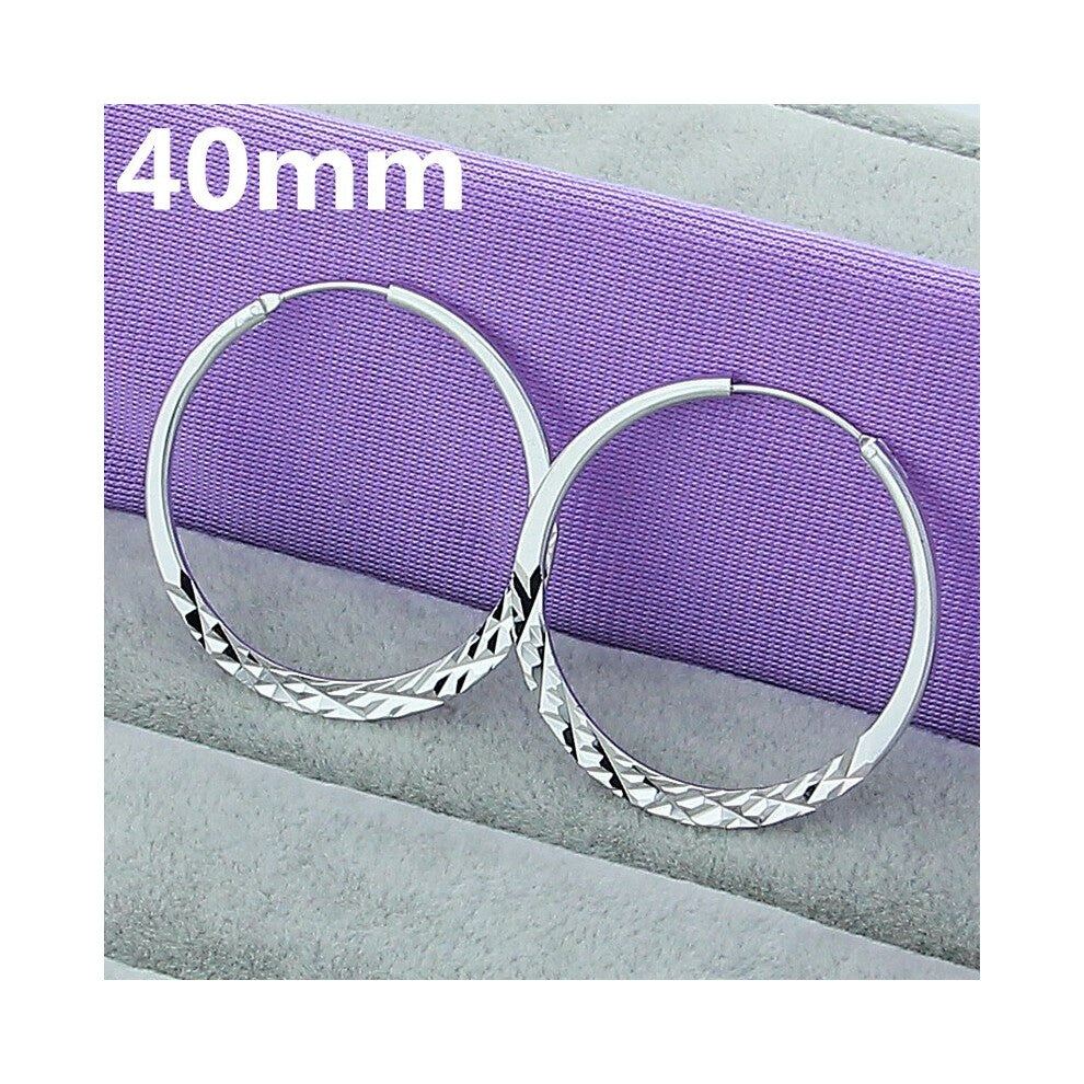 925 Sterling Silver 40-45-50mm Round Circle Hoop Earrings For Women Wedding Engagement Party Jewelry