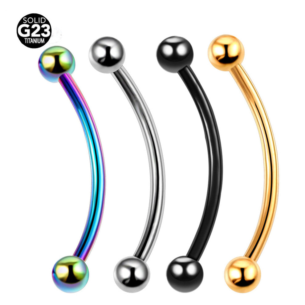 (Gold) 2Pcs-Lot ASTM-F136 Implant Titanium Eyebrow Piercing Earring 16G Curved Tongue Pircing Snake Eyes Labret Lip Stud Daith Jewelry