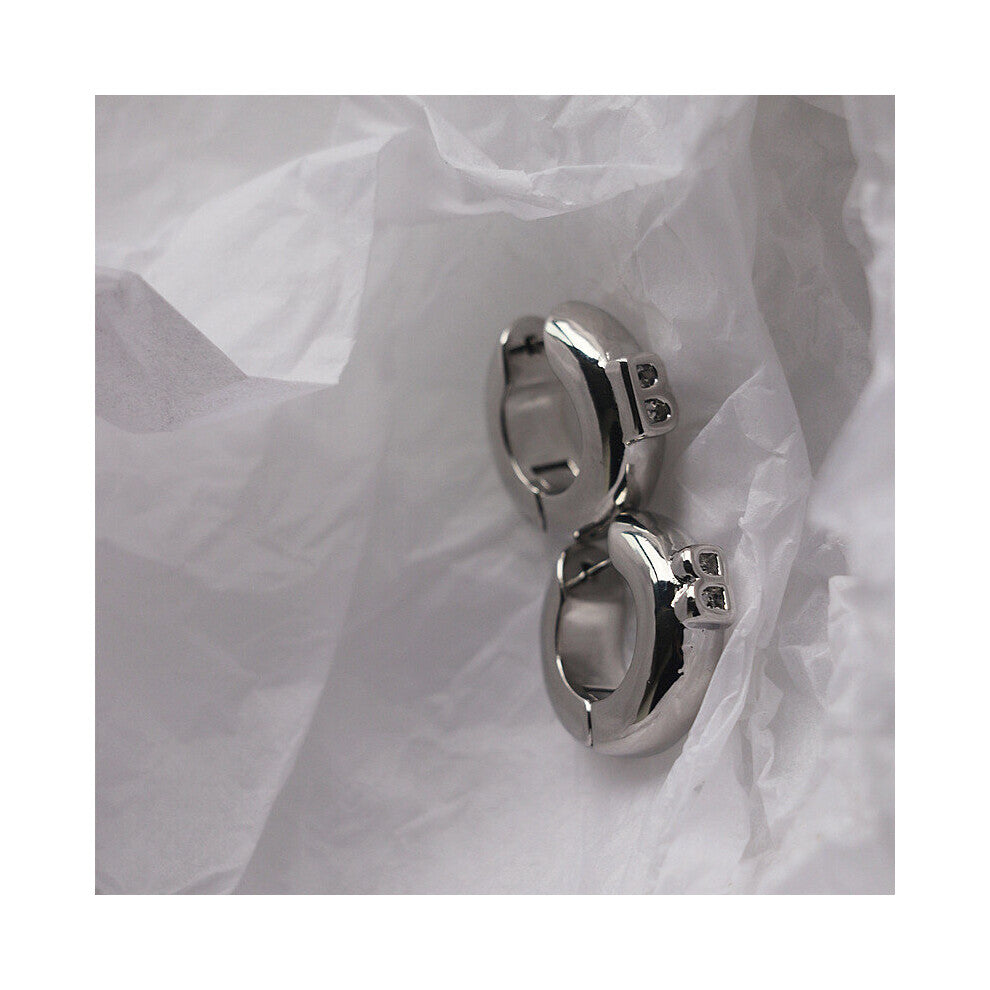 Double Decker Protruding B Hoop Earrings Small Chunky Wide Earring Hoops Statement Unusual Earrings For Women